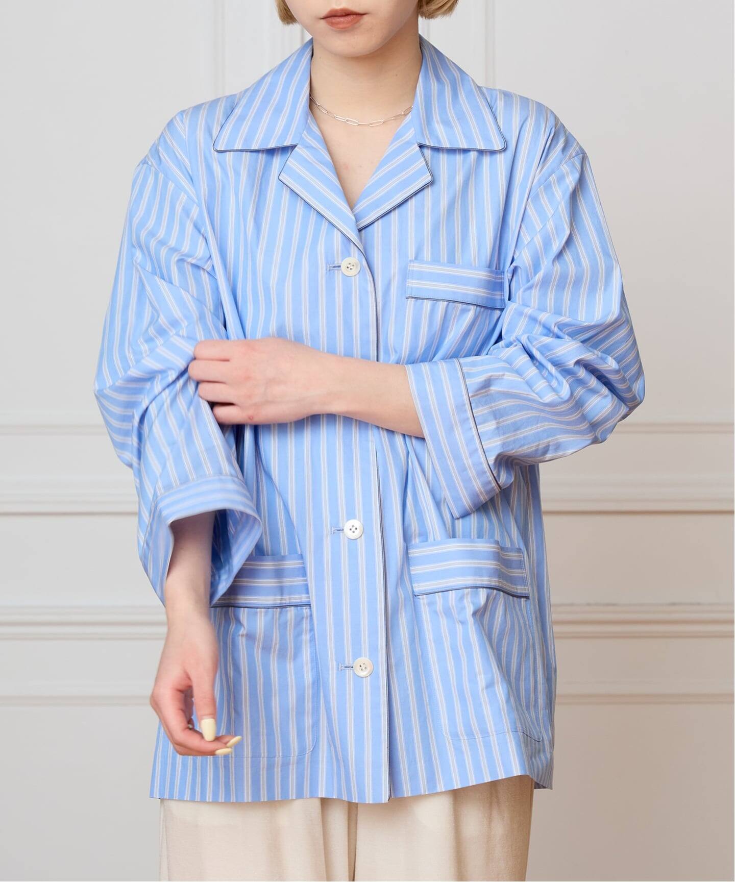 IENA LA BOUCLE コットンストライプスリーピーシャツ（シャツ 
