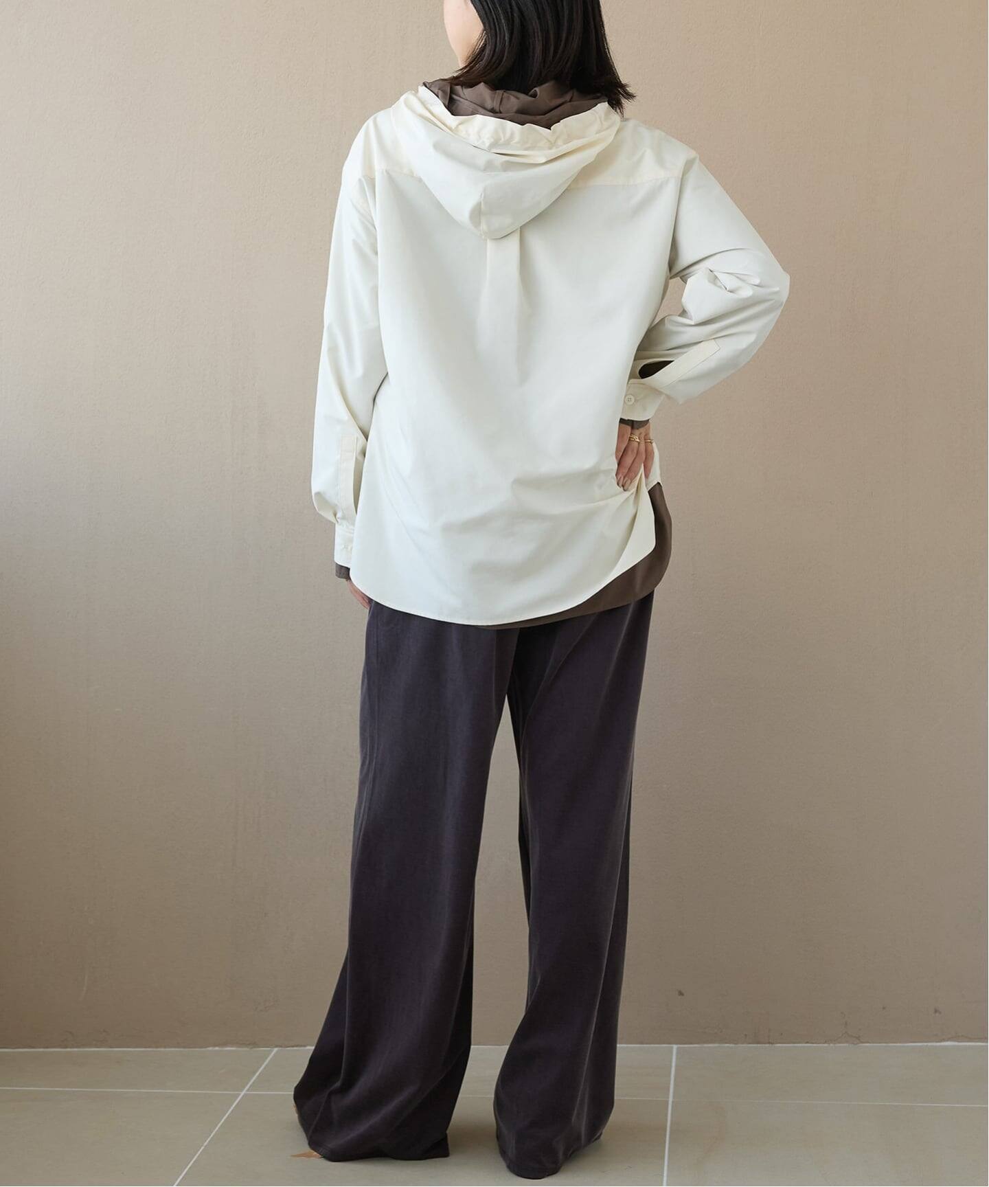 洗濯機洗い可》IENA LA BOUCLE ライトタフタフーテッドシャツ（シャツ