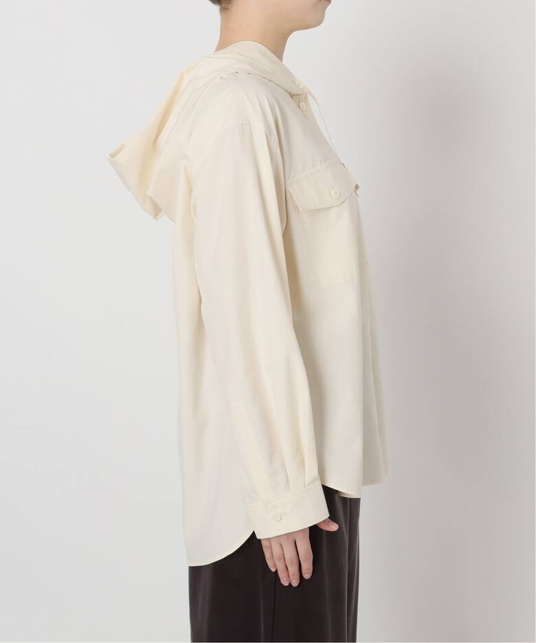 洗濯機洗い可》IENA LA BOUCLE ライトタフタフーテッドシャツ（シャツ 