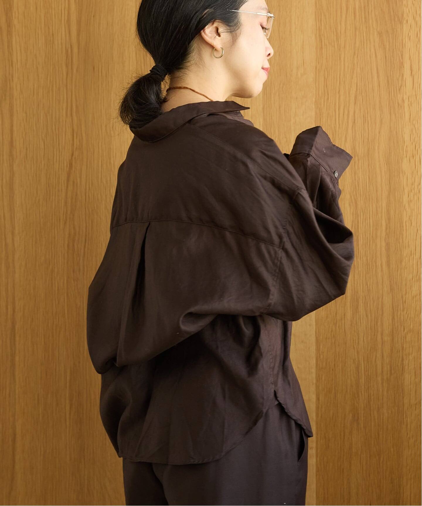 洗濯機洗い可》IENA LA BOUCLE コットンサテンシャツ（シャツ