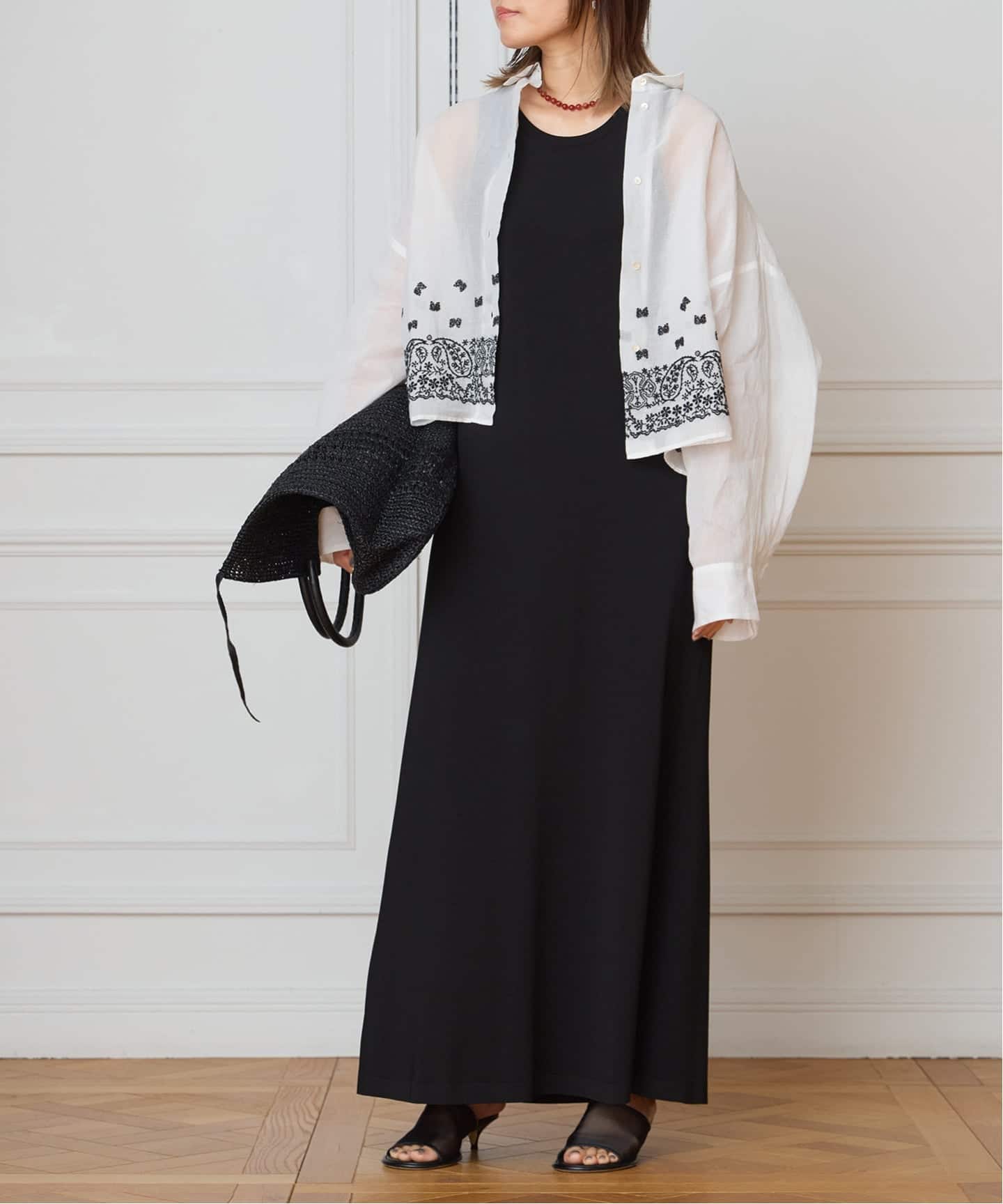 IENA LA BOUCLE エンブロイダリーコットンオーガンジーシャツ（シャツ