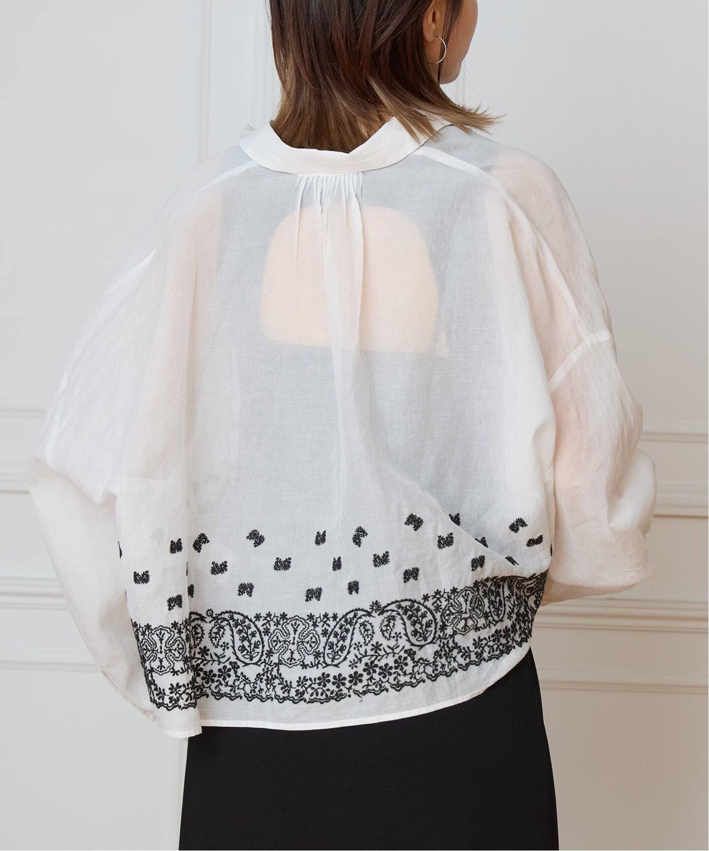 IENA LA BOUCLE エンブロイダリーコットンオーガンジーシャツ（シャツ 