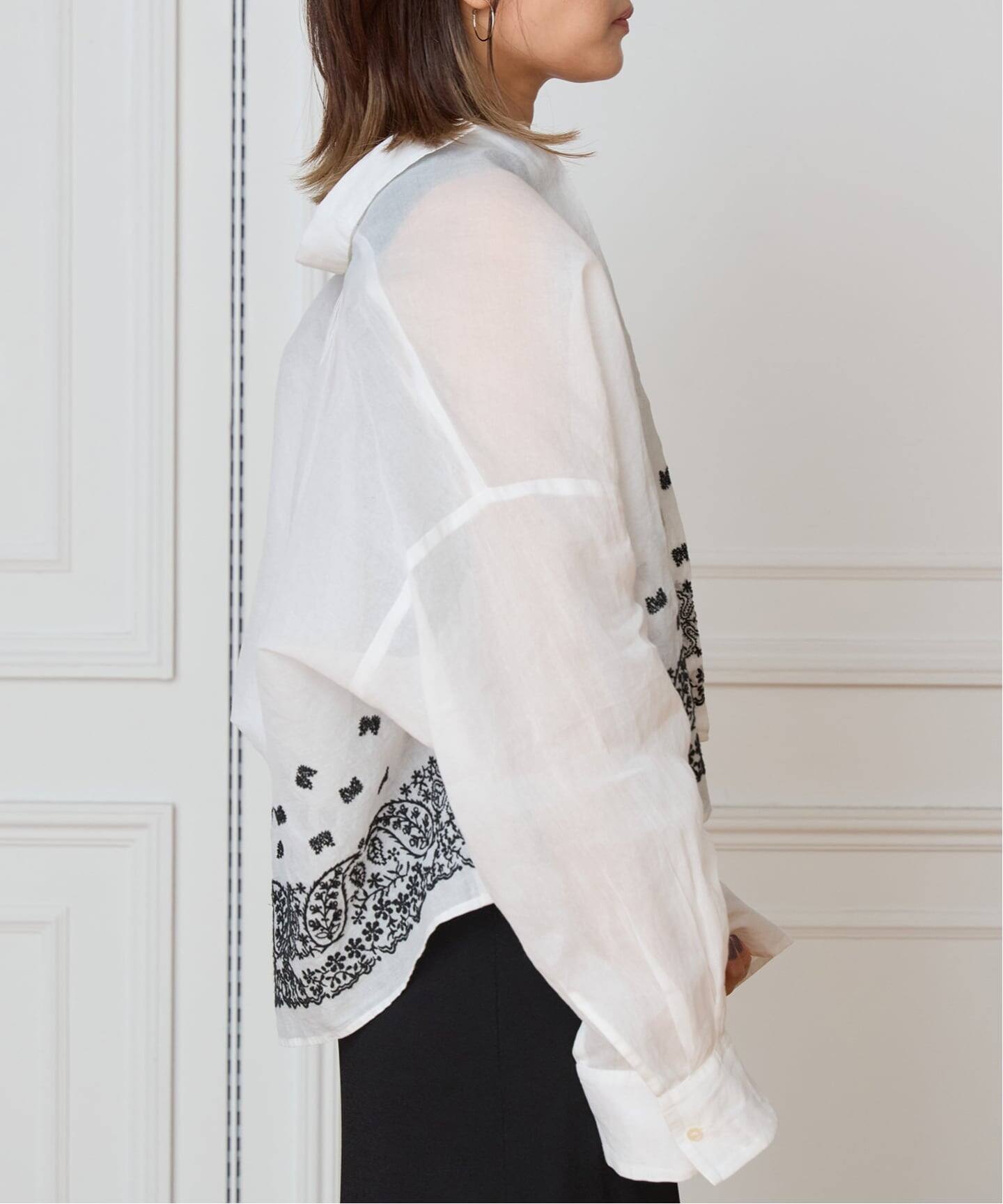 IENA LA BOUCLE エンブロイダリーコットンオーガンジーシャツ（シャツ 