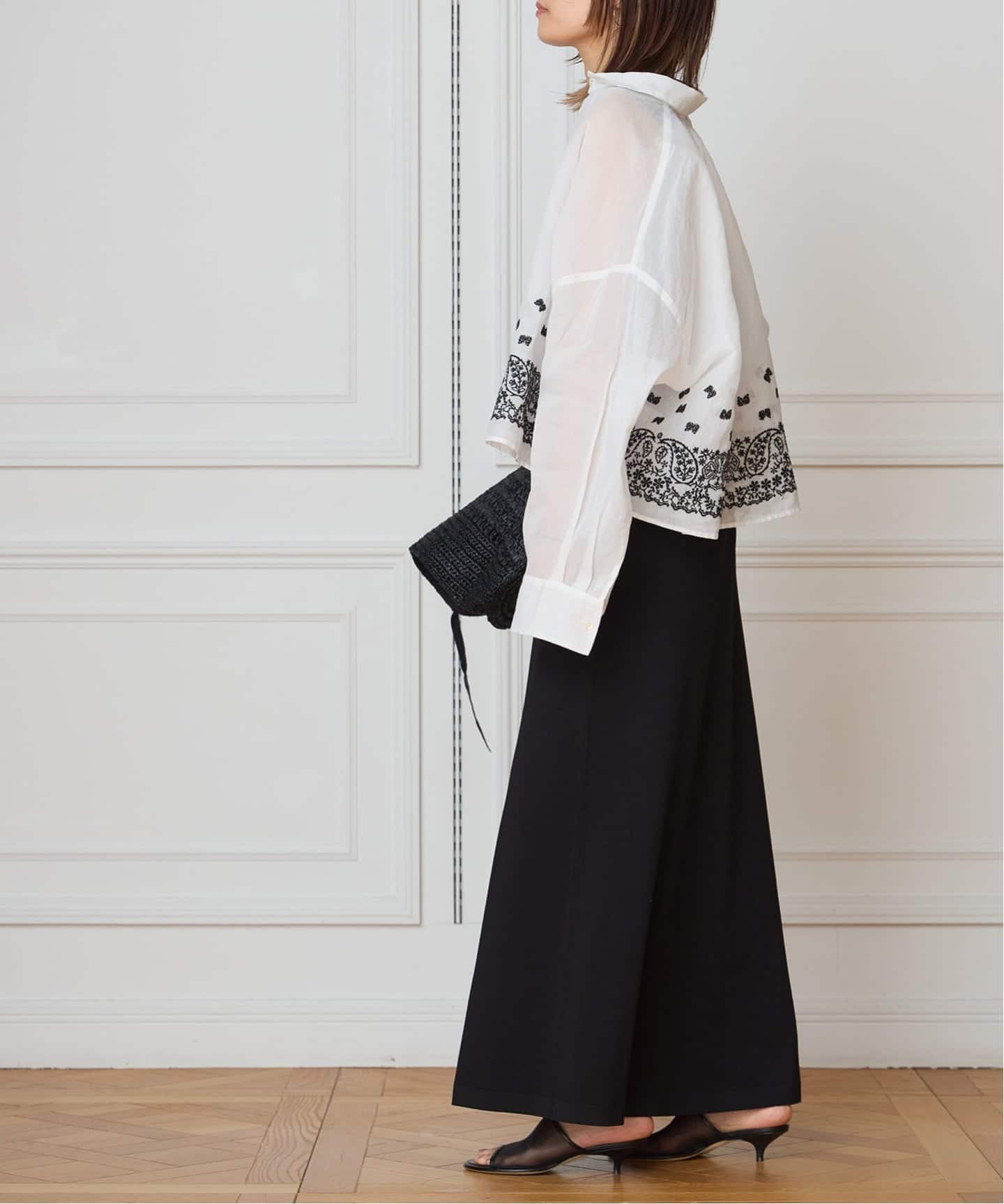 IENA LA BOUCLE エンブロイダリーコットンオーガンジーシャツ（シャツ
