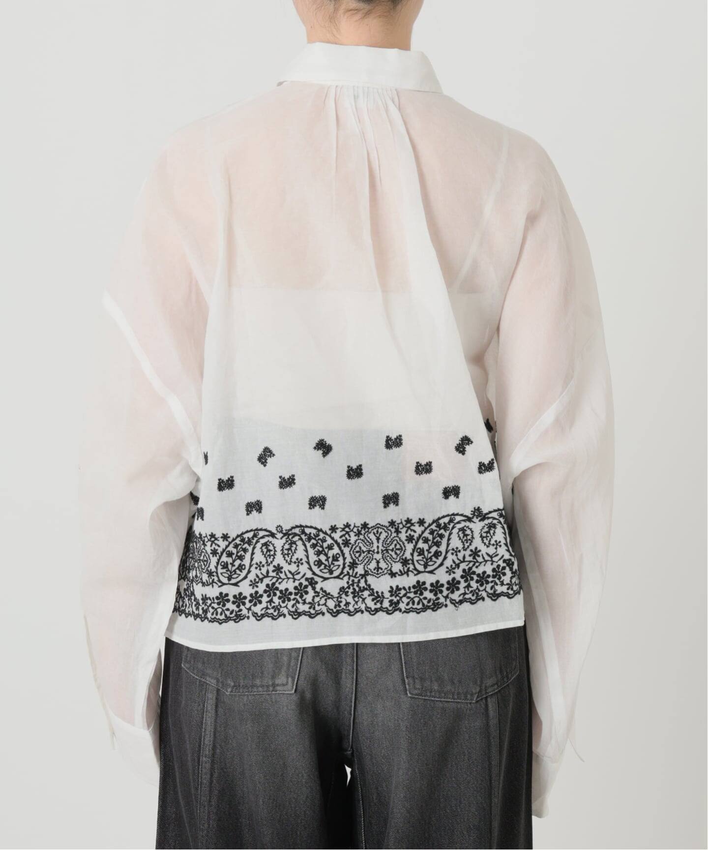 IENA LA BOUCLE エンブロイダリーコットンオーガンジーシャツ（シャツ