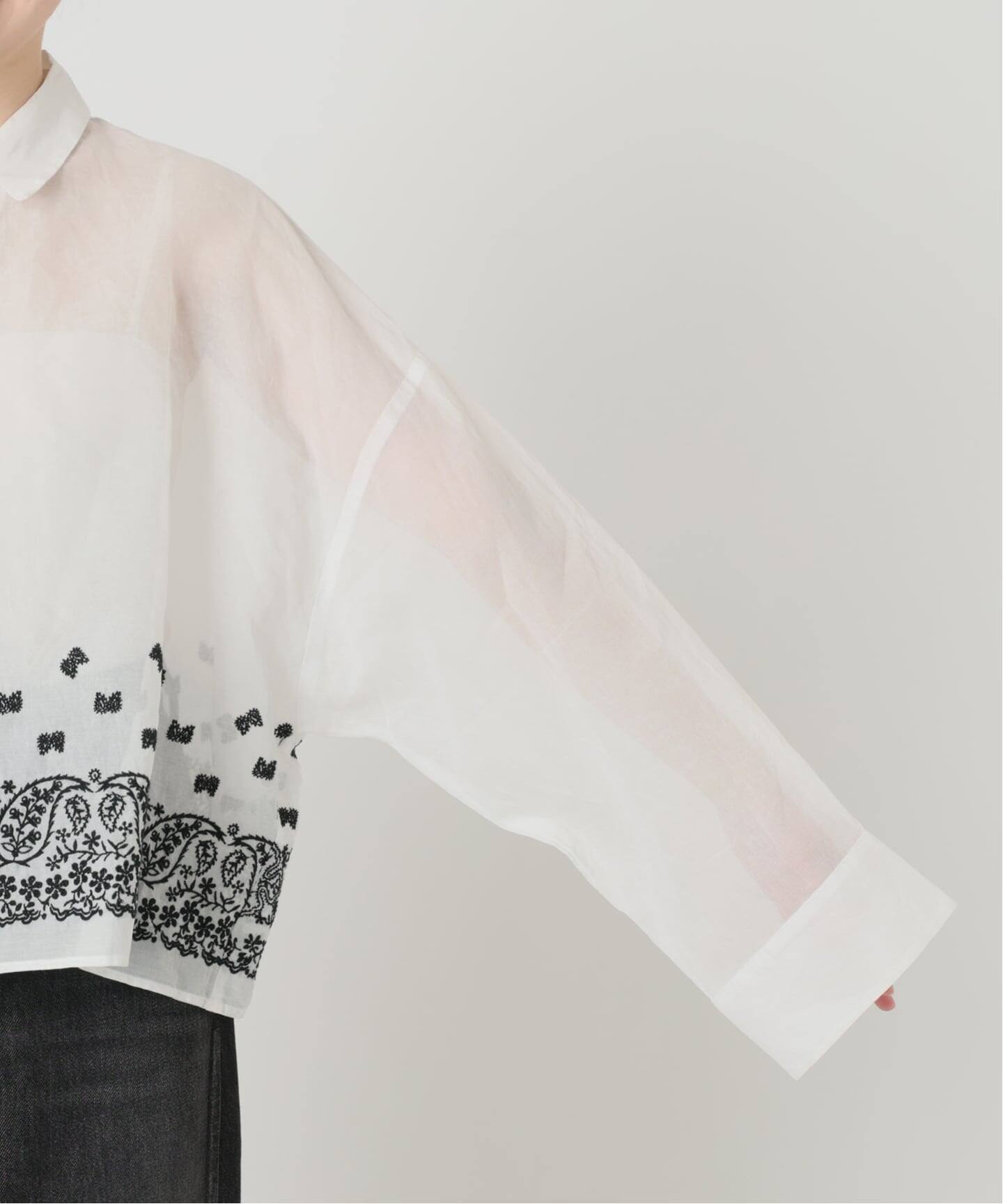 IENA LA BOUCLE エンブロイダリーコットンオーガンジーシャツ（シャツ