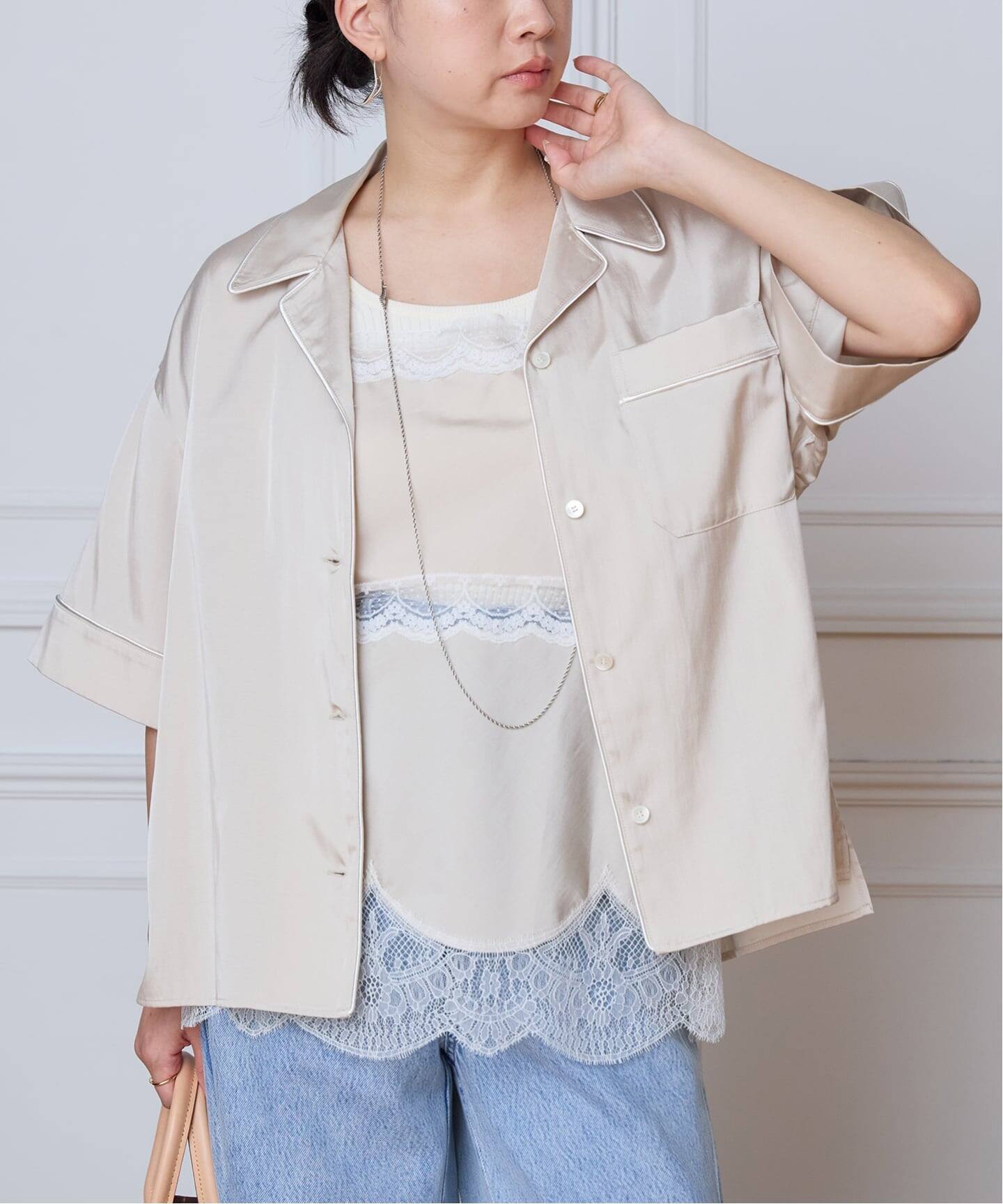 IENA LA BOUCLE サテン半袖シャツ（シャツ／ブラウス）｜IENA（イエナ 