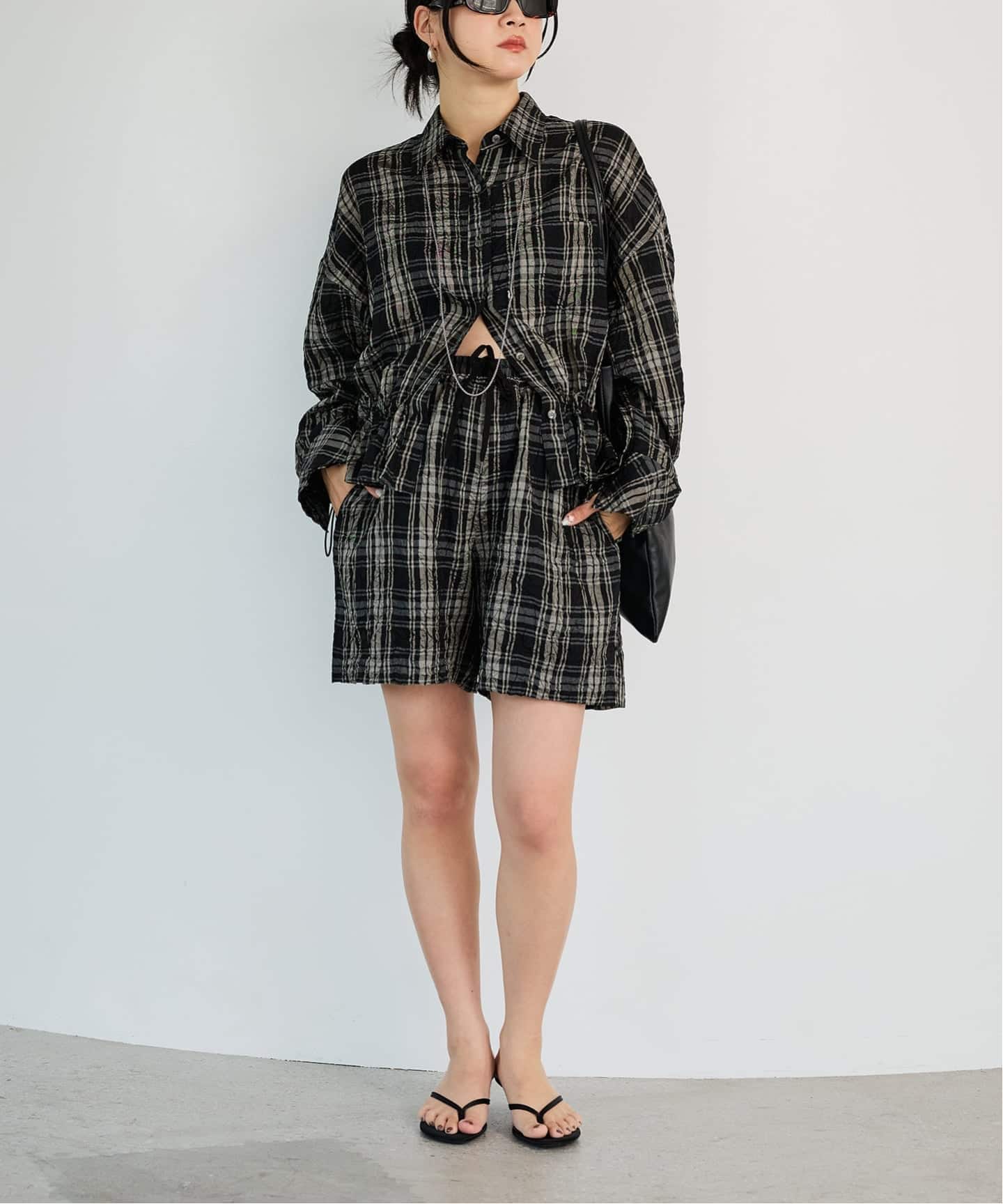IENA LA BOUCLE キャッチワッシャーチェックシャツ（シャツ／ブラウス