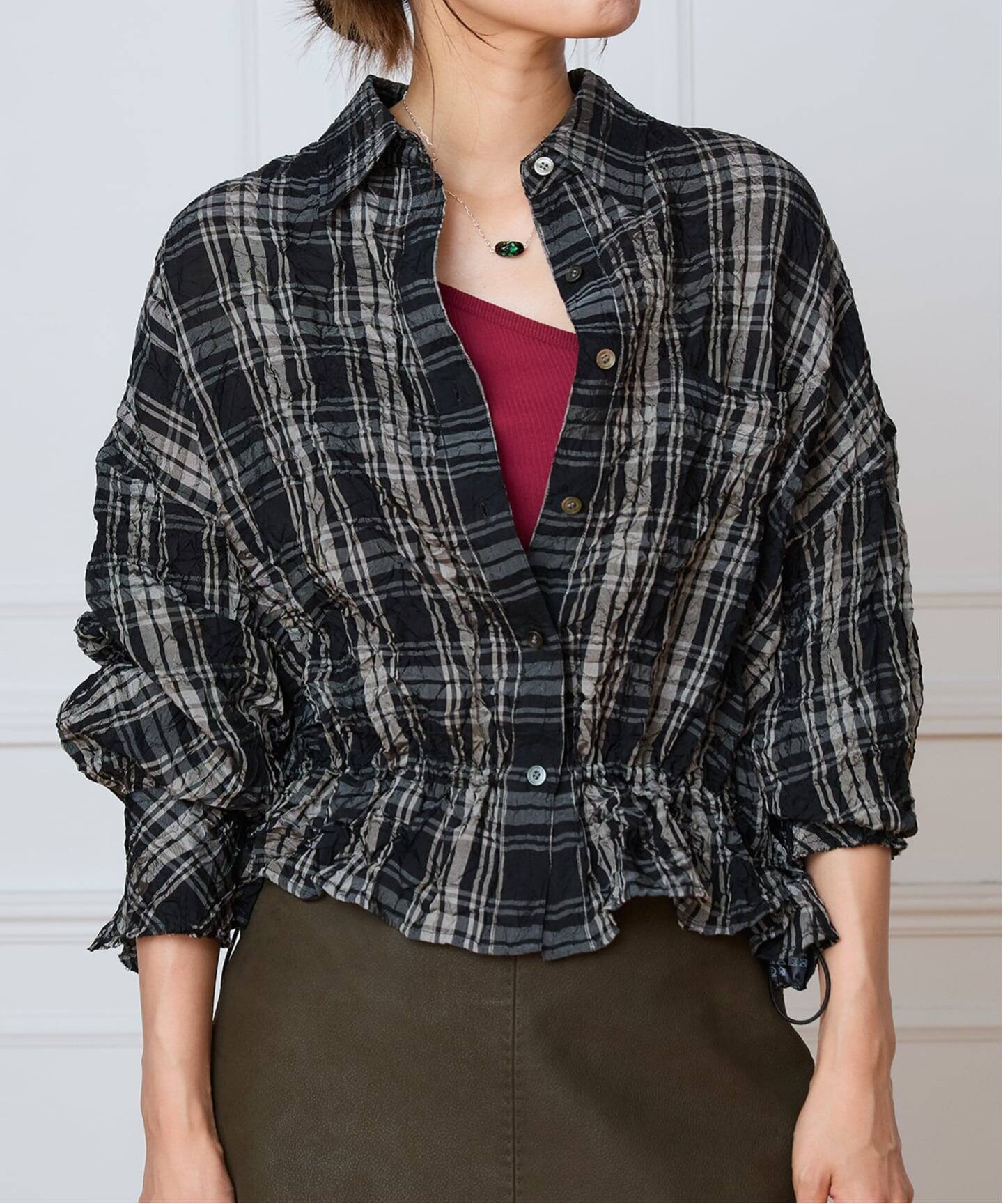 IENA LA BOUCLE キャッチワッシャーチェックシャツ（シャツ／ブラウス 