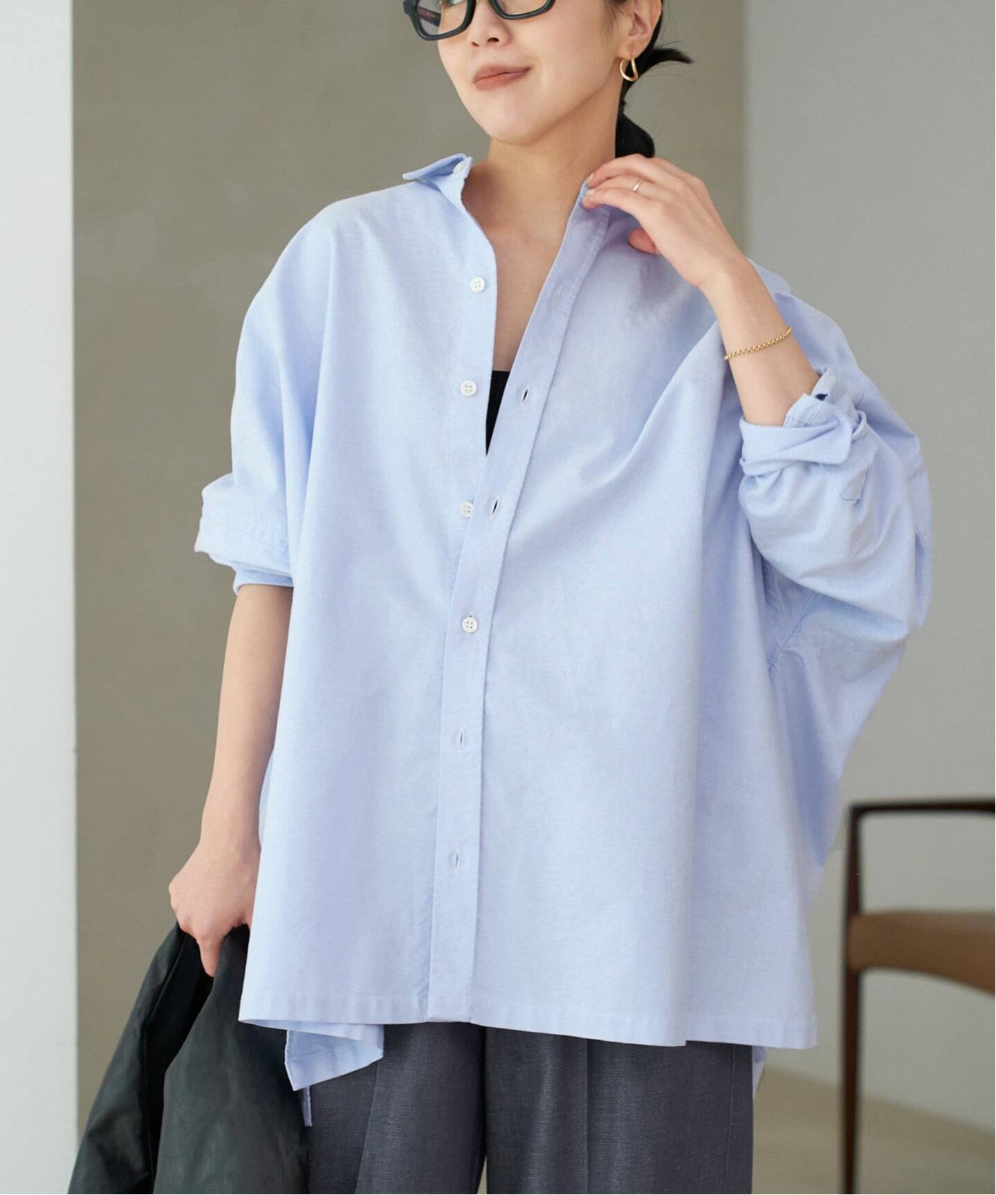 Plage Light OX Poncho シャツ 2 ブルー 2025 追加》Light OX Poncho シャツ 4（シャツ／ブラウス）｜Plage