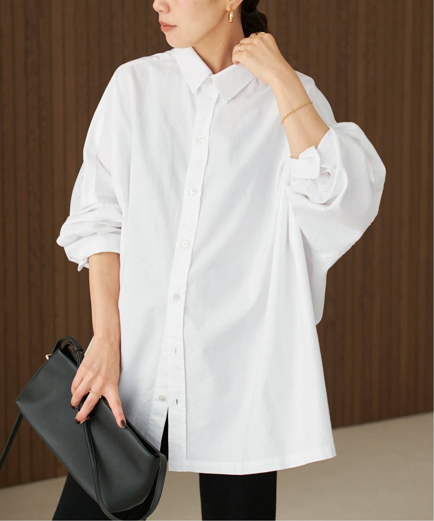 極美品 Plage 今季 26年Light OX Ponchoシャツ ホワイト 追加予約》Light OX Poncho シャツ 5（シャツ／ブラウス）｜Plage