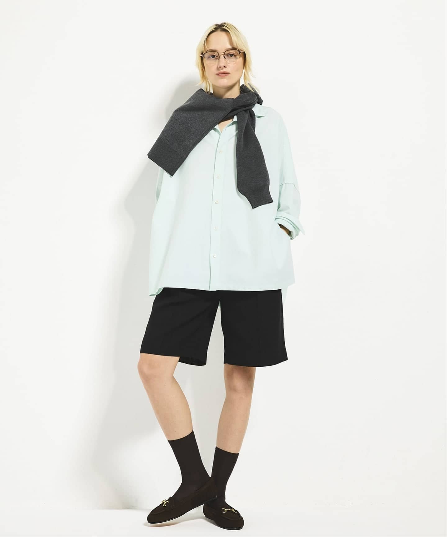 Plage 25秋冬 Light OX Poncho シャツ サックスブルー 追加予約》Light OX Poncho シャツ（シャツ／ブラウス）｜Plage