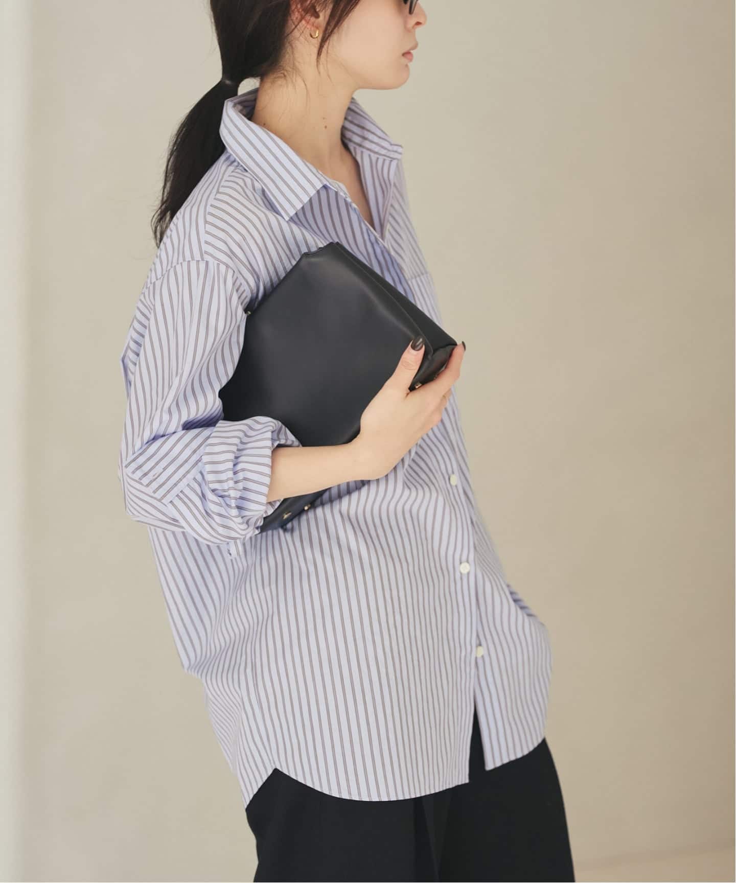 PLAGE シャツ　ブラック日本製 セール】《追加》GEORGETTE SKIPPER ブラウス（シャツ/ブラウス