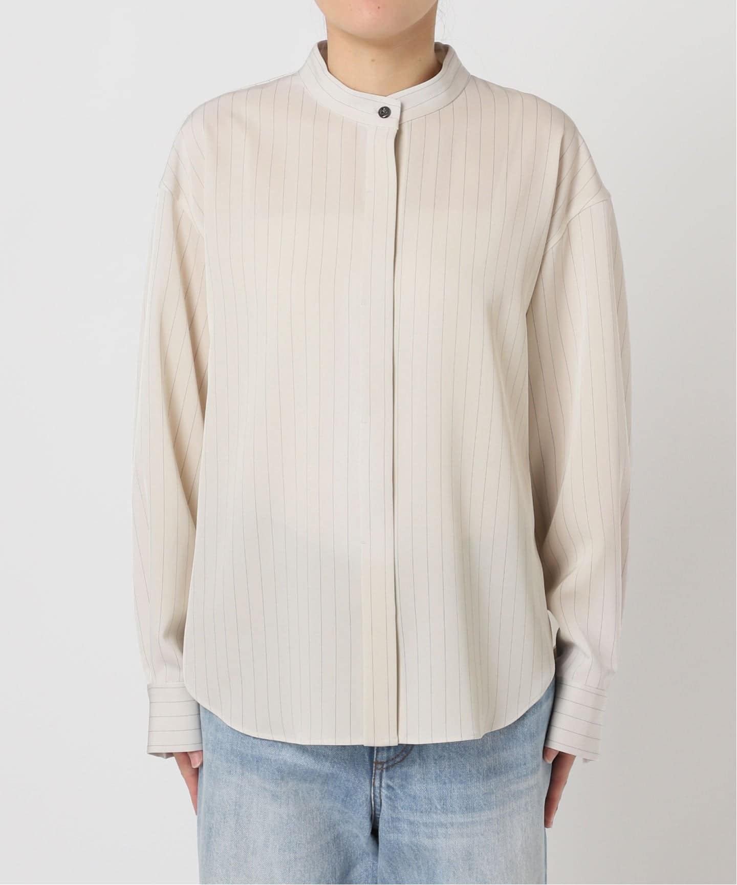 Pin stripeバンドカラーシャツ（シャツ／ブラウス）｜Plage