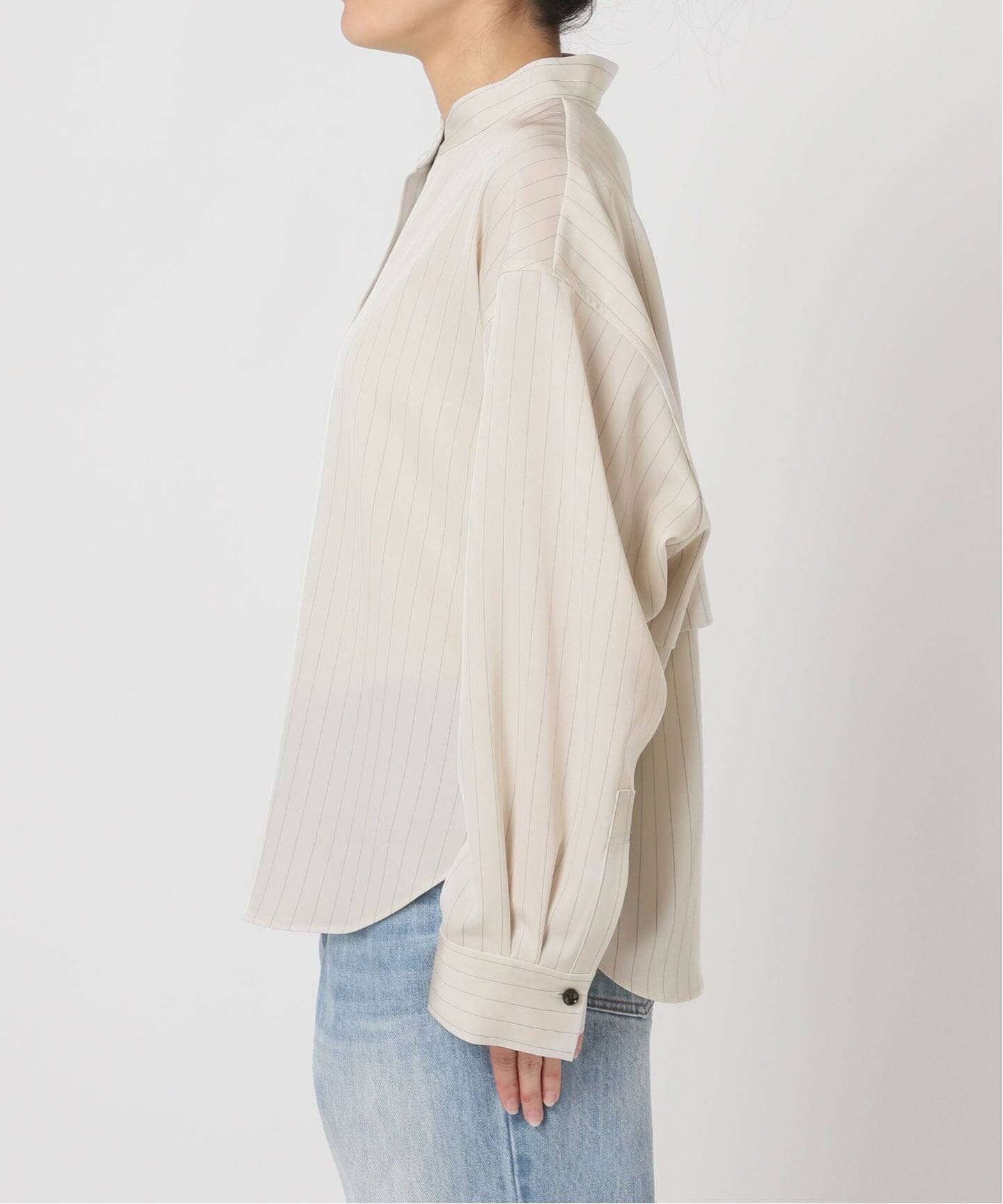 Pin stripeバンドカラーシャツ（シャツ／ブラウス）｜Plage