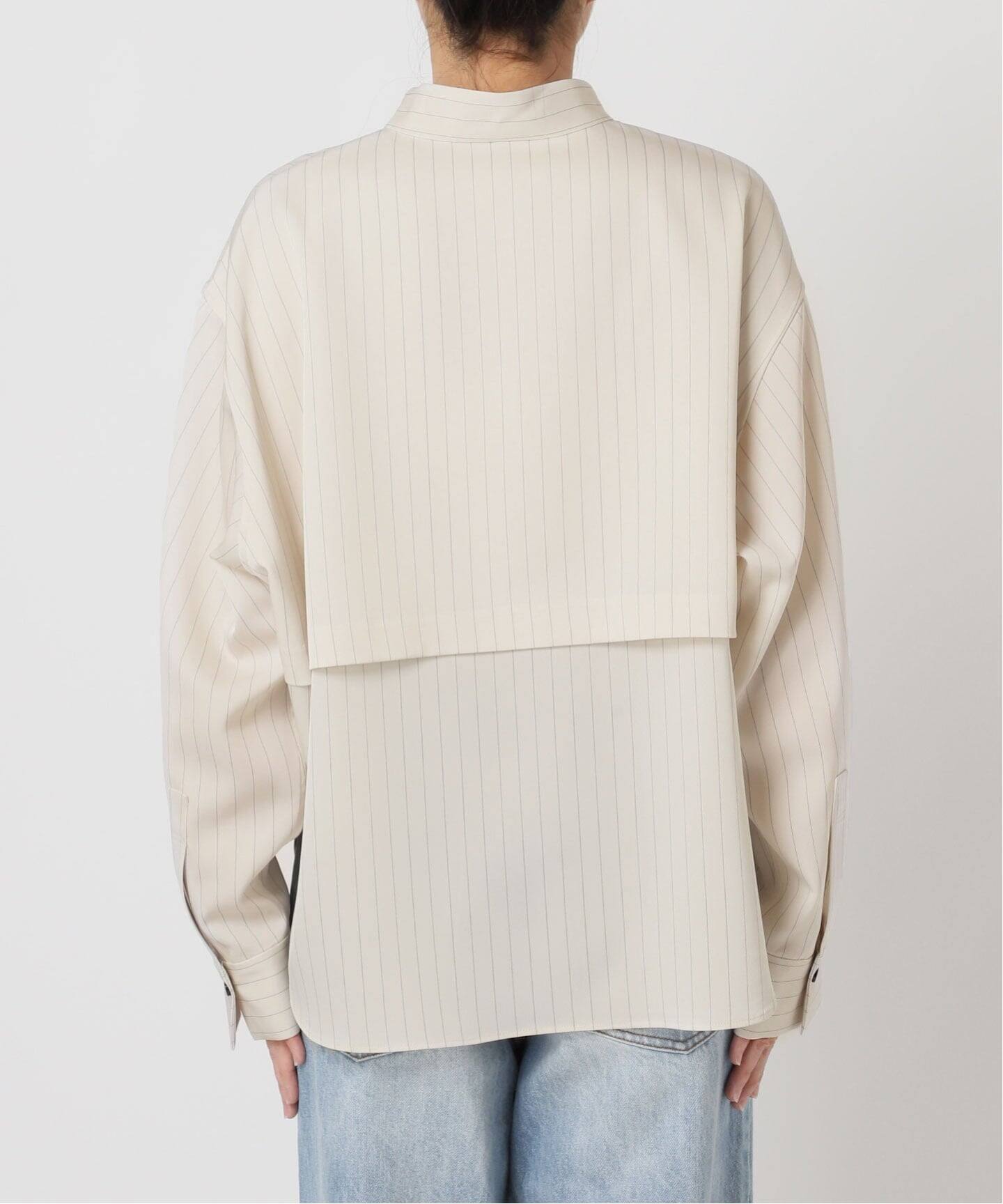 Pin stripeバンドカラーシャツ（シャツ／ブラウス）｜Plage