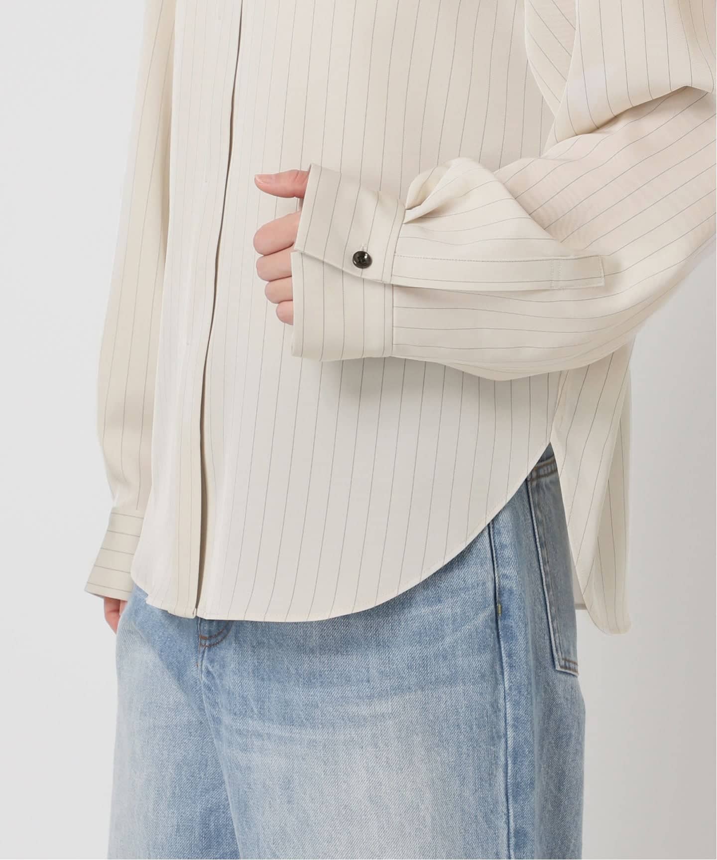 Pin stripeバンドカラーシャツ（シャツ／ブラウス）｜Plage