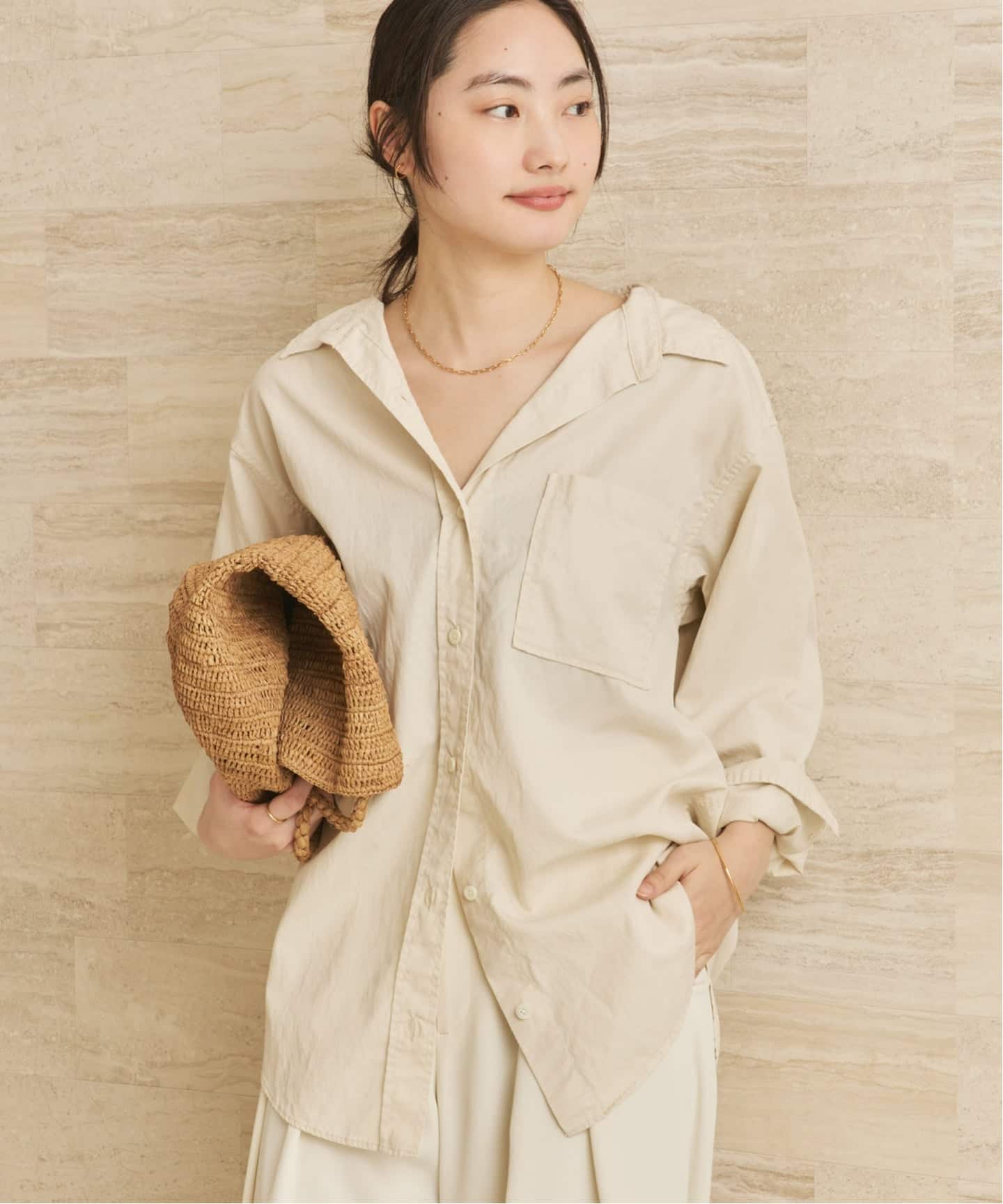 【新品タグ付】Plage Military wash シャツ plage（プラージュ）の「亜麻mix wash シャツ◇（シャツ/ブラウス