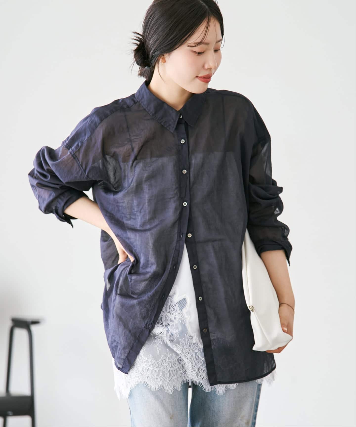 【タグ付き未使用】Plage プラージュ fluffy sheer シャツ 追加》fluffy sheer シャツ 2（シャツ／ブラウス）｜Plage（プラージュ