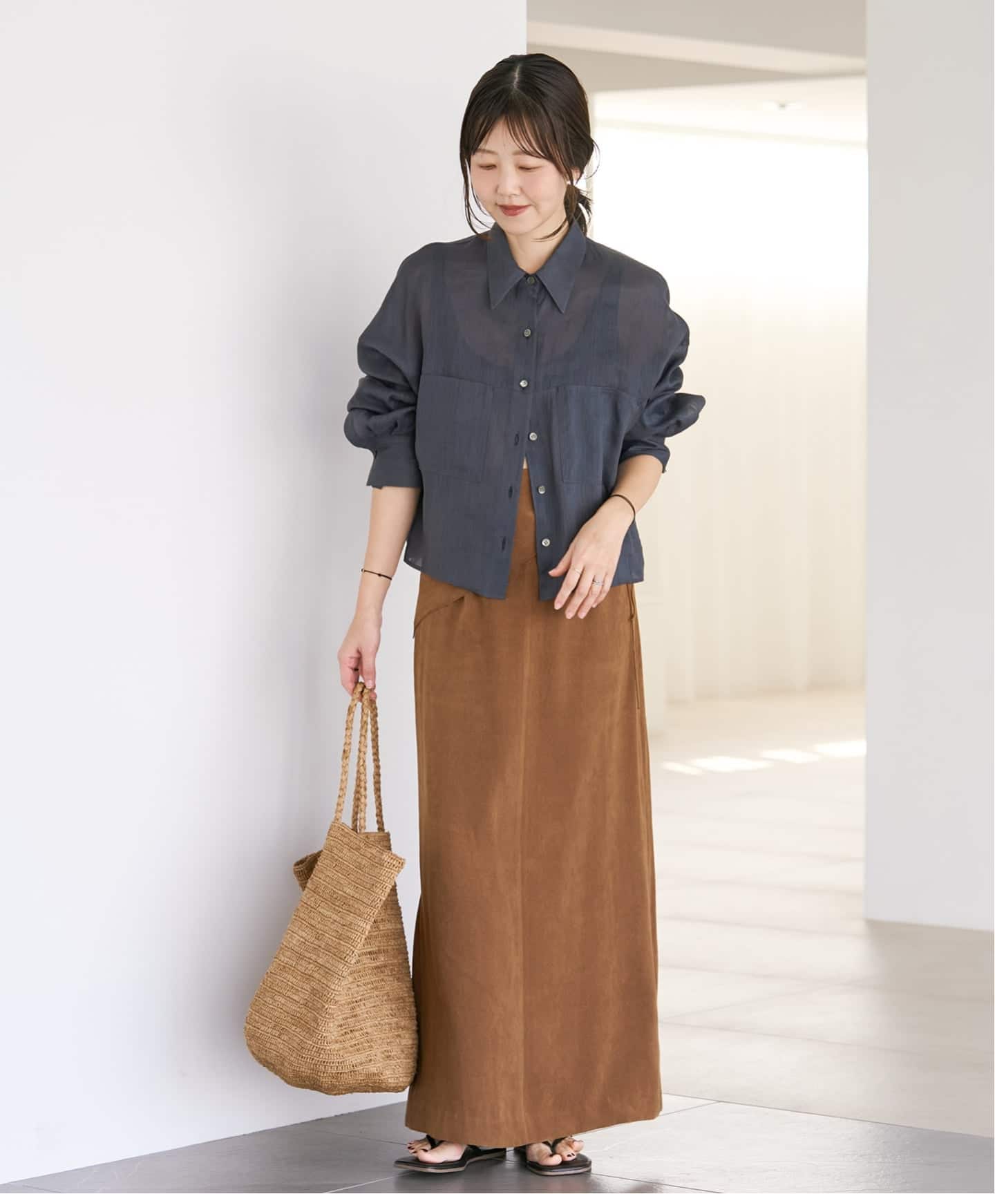 Plage RAMIE LYOCELL CROPPED シャツ ブラウン 追加》RAMIE LYOCELL CROPPED シャツ（シャツ／ブラウス）｜Plage