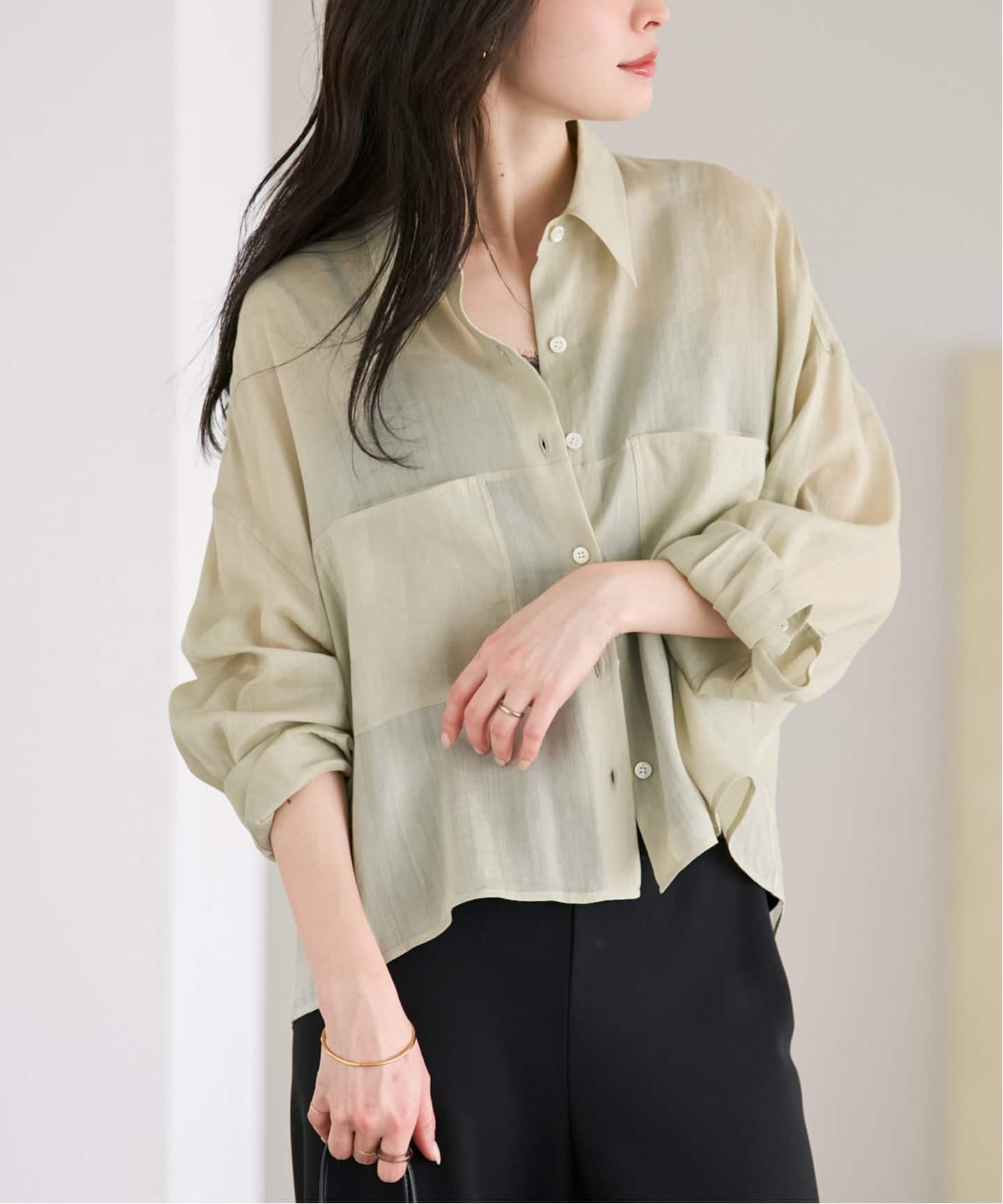 追加予約》RAMIE LYOCELL CROPPED シャツ（シャツ／ブラウス）｜Plage