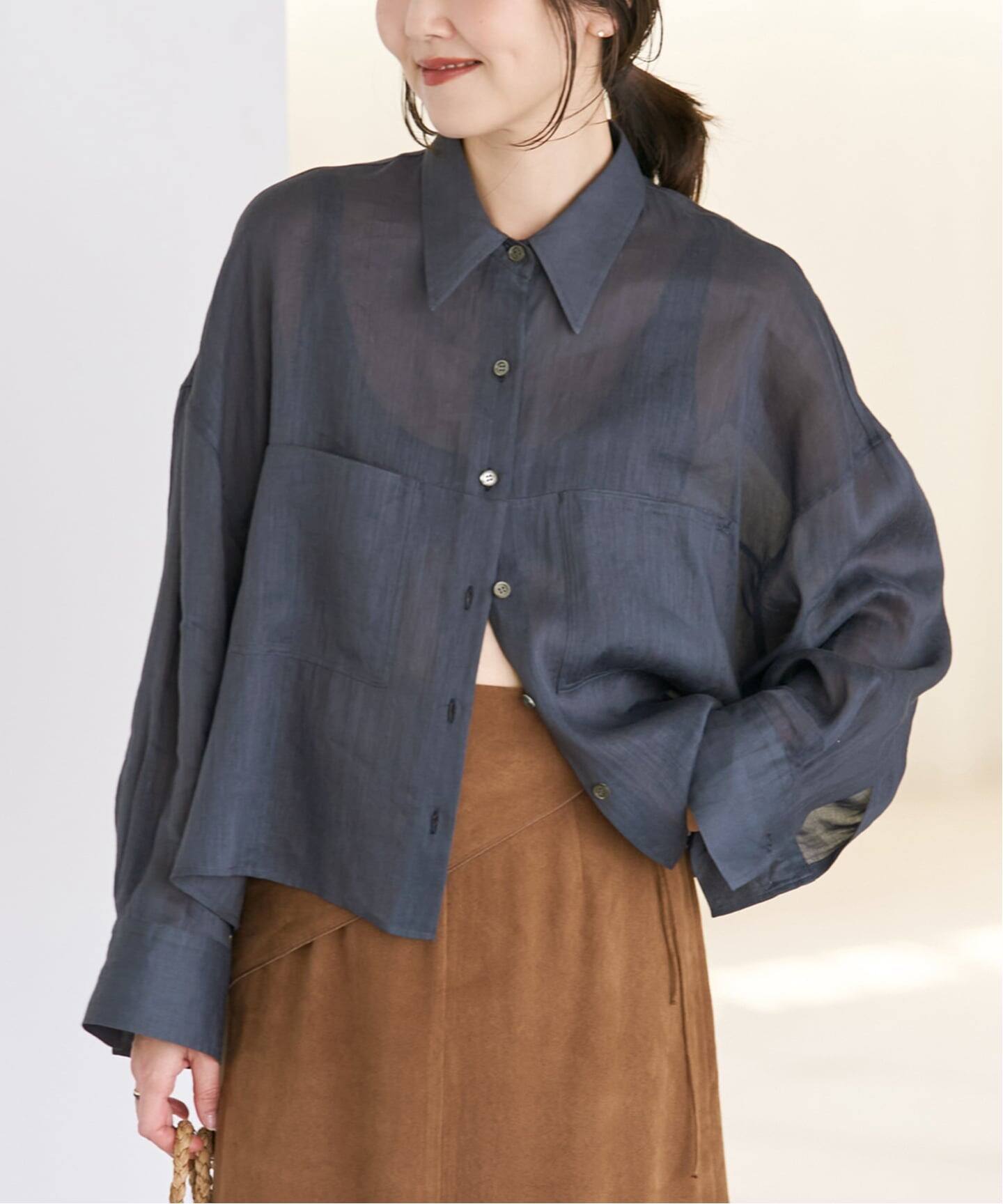 追加予約》RAMIE LYOCELL CROPPED シャツ（シャツ／ブラウス）｜Plage