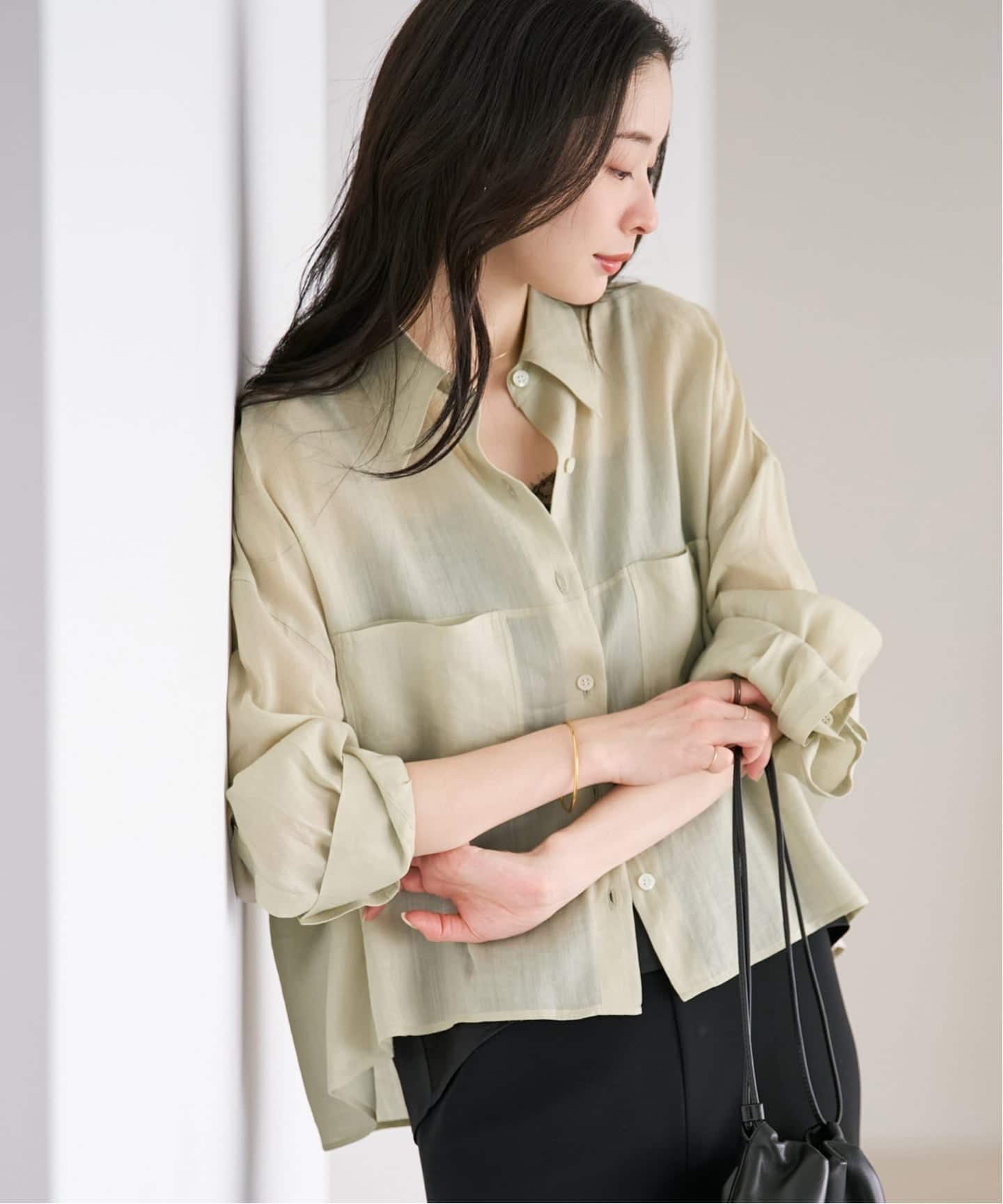 2025ss Plage RAMIE LYOCELL CROPPED シャツ 追加予約》RAMIE LYOCELL CROPPED シャツ（シャツ／ブラウス）｜Plage