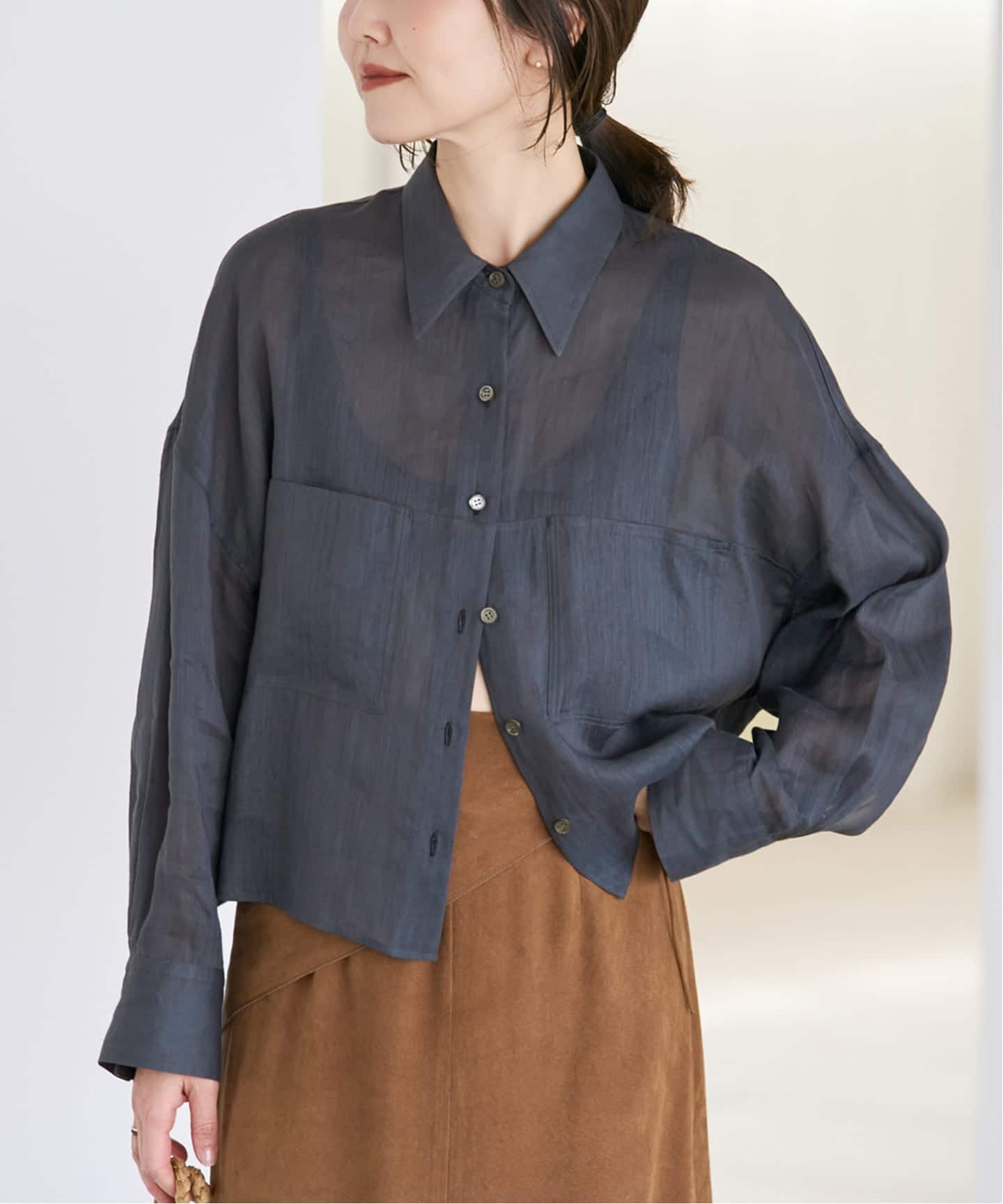 追加予約》RAMIE LYOCELL CROPPED シャツ（シャツ／ブラウス）｜Plage