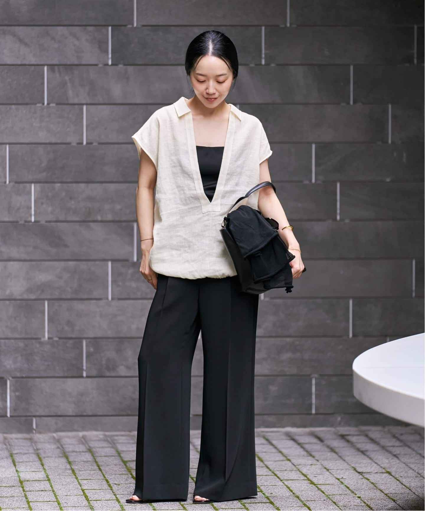 美品　プラージュ　Plage　リネンスキッパーシャツ　麻100%　F メッシュリネンスキッパーシャツ（シャツ／ブラウス）｜Plage