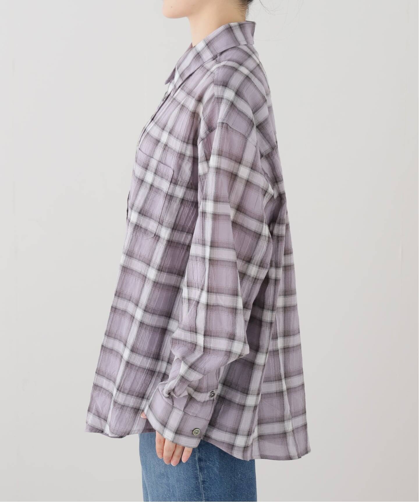 COOR / クアー SEERSUCKER OMBRE CHECKERED シャツ（シャツ／ブラウス