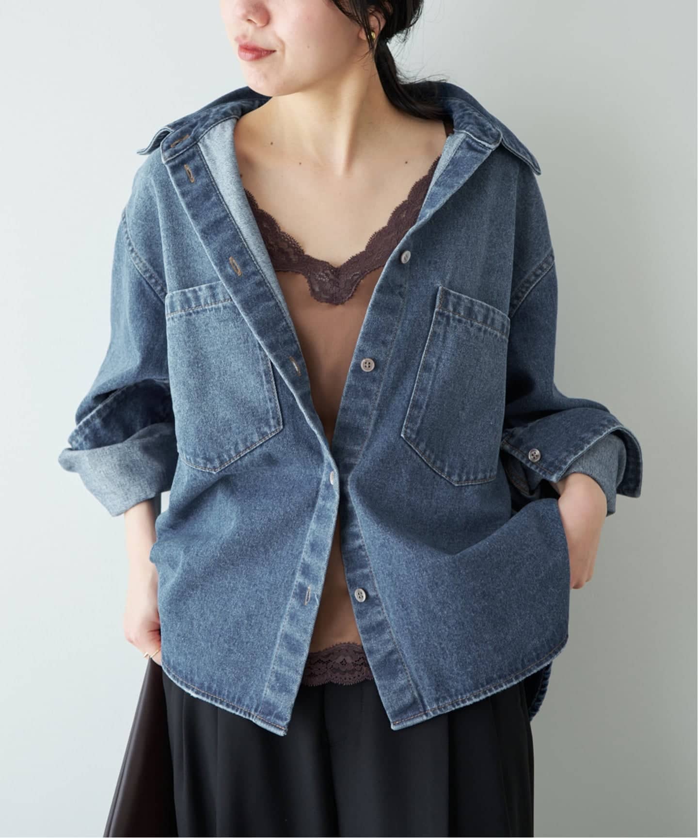 PLAGE コットン ルーズシャツ ブルー サイズF plage（プラージュ）の「COTTON LOOSE シャツ（シャツ/ブラウス）」 - WEAR