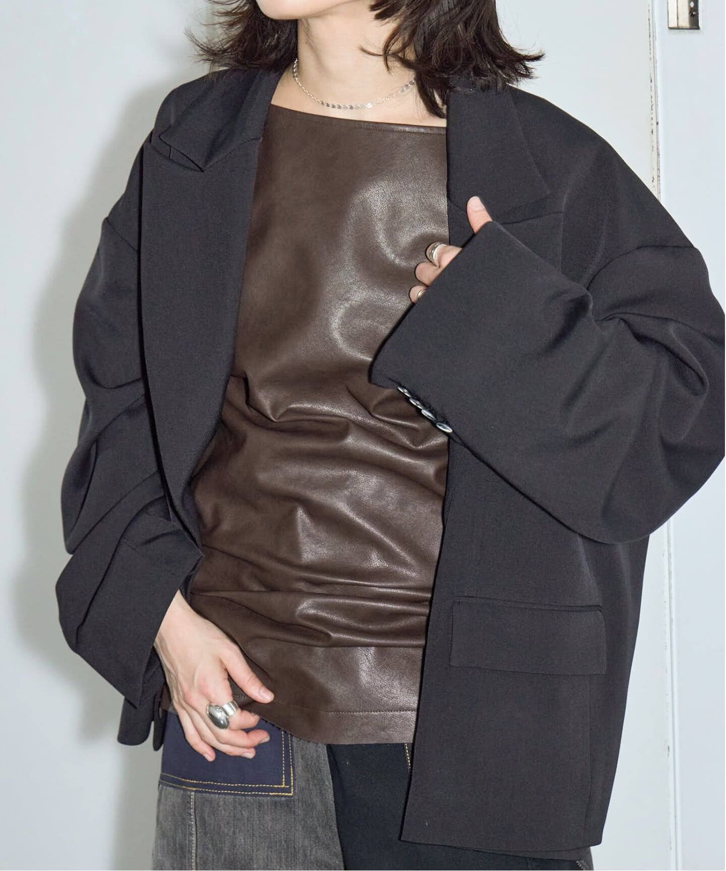 FAUX LEATHER TOPS:ブラウス(シャツ/ブラウス)|CITYSHOP(シティ FAUX LEATHER TOPS:ブラウス(シャツ/ブラウス)|CITYSHOP(シティ