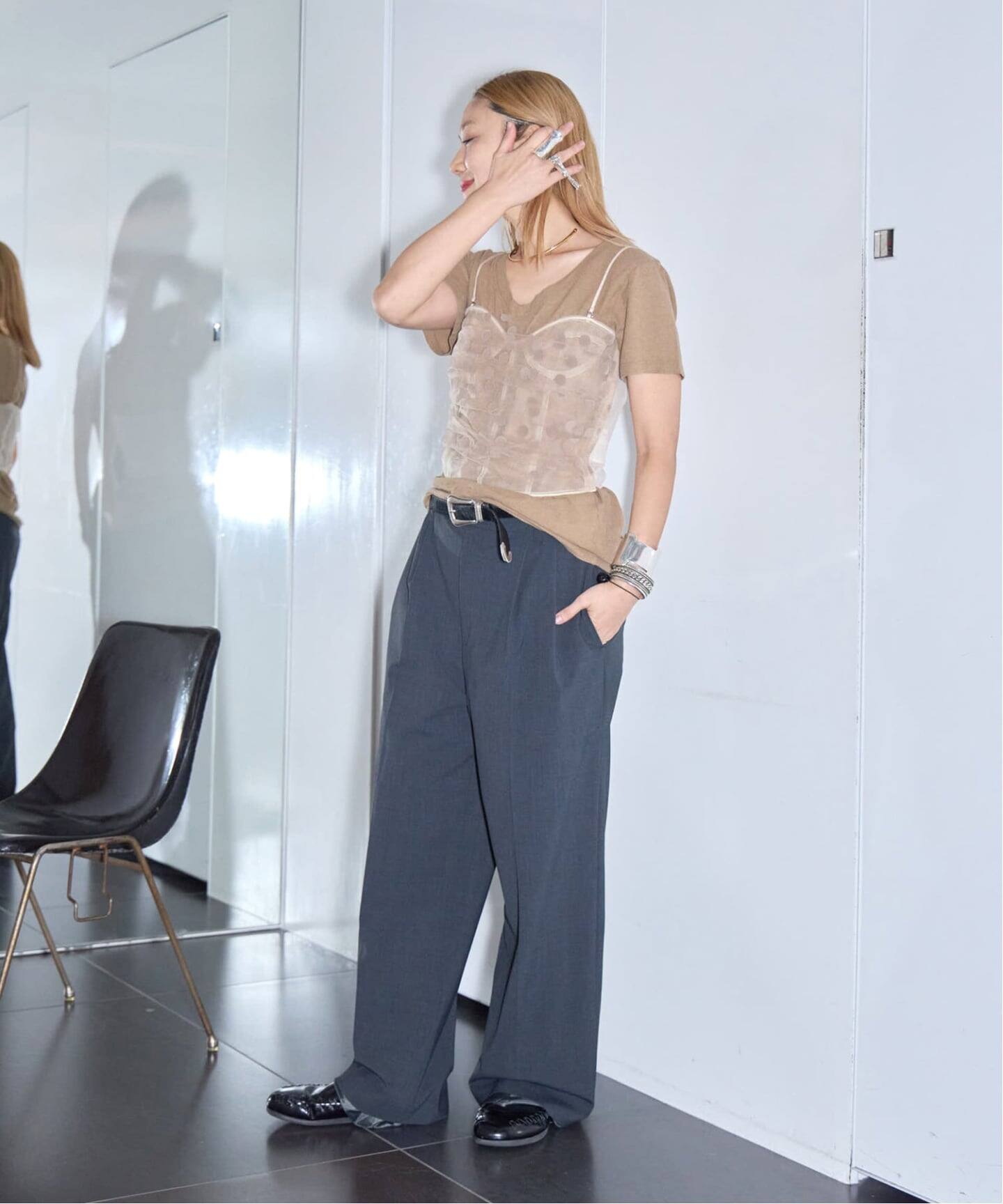 CHIKA KISADA SHEER BARE TOP CB-26048：キャミブラウス（シャツ