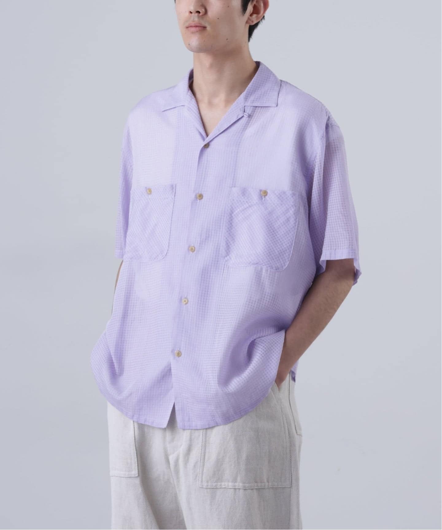 SEVEN BY SEVEN / セブンバイセブン】 SHEER OPEN COLLAR SHIRTS