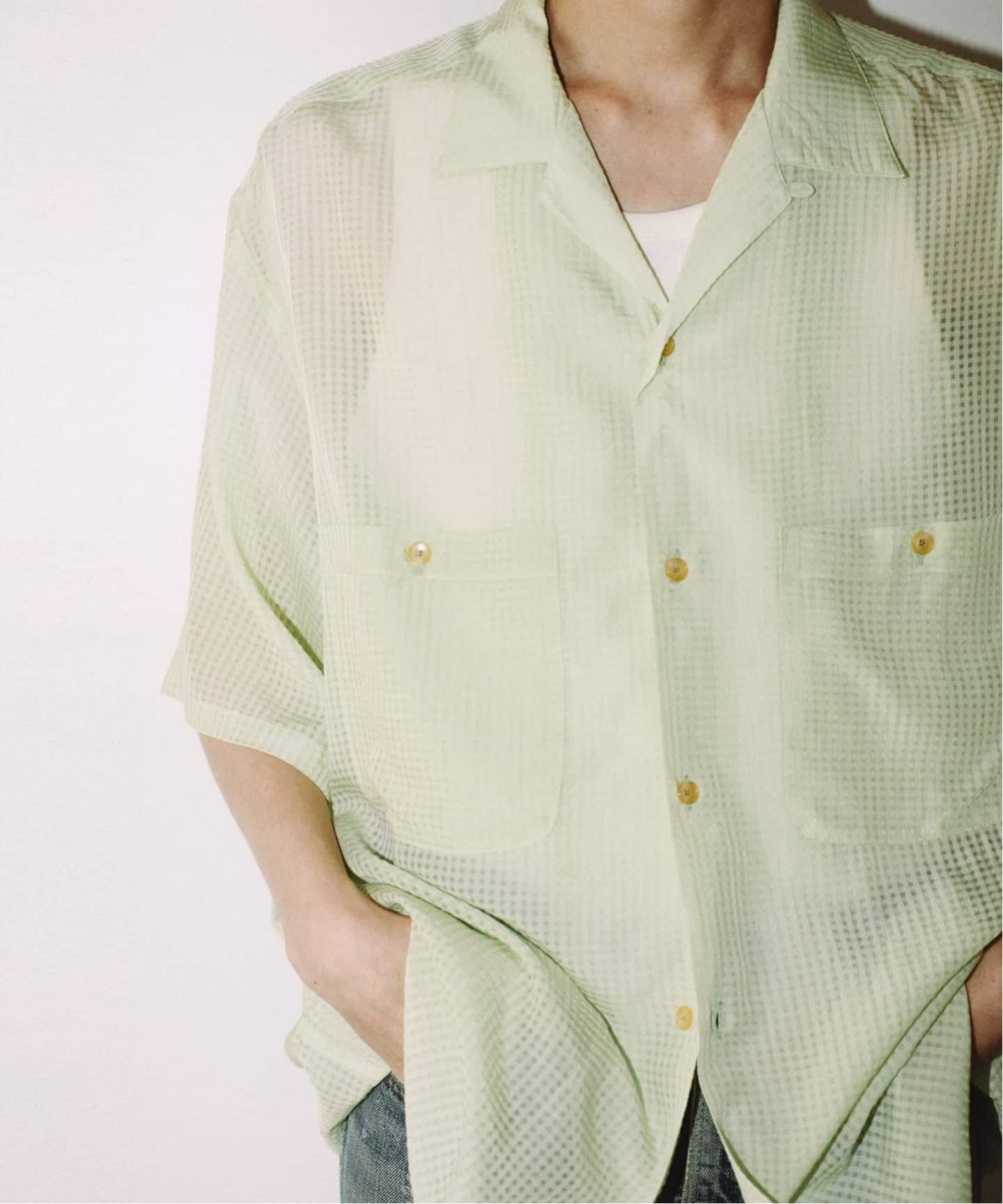 SEVEN BY SEVEN / セブンバイセブン】 SHEER OPEN COLLAR SHIRTS