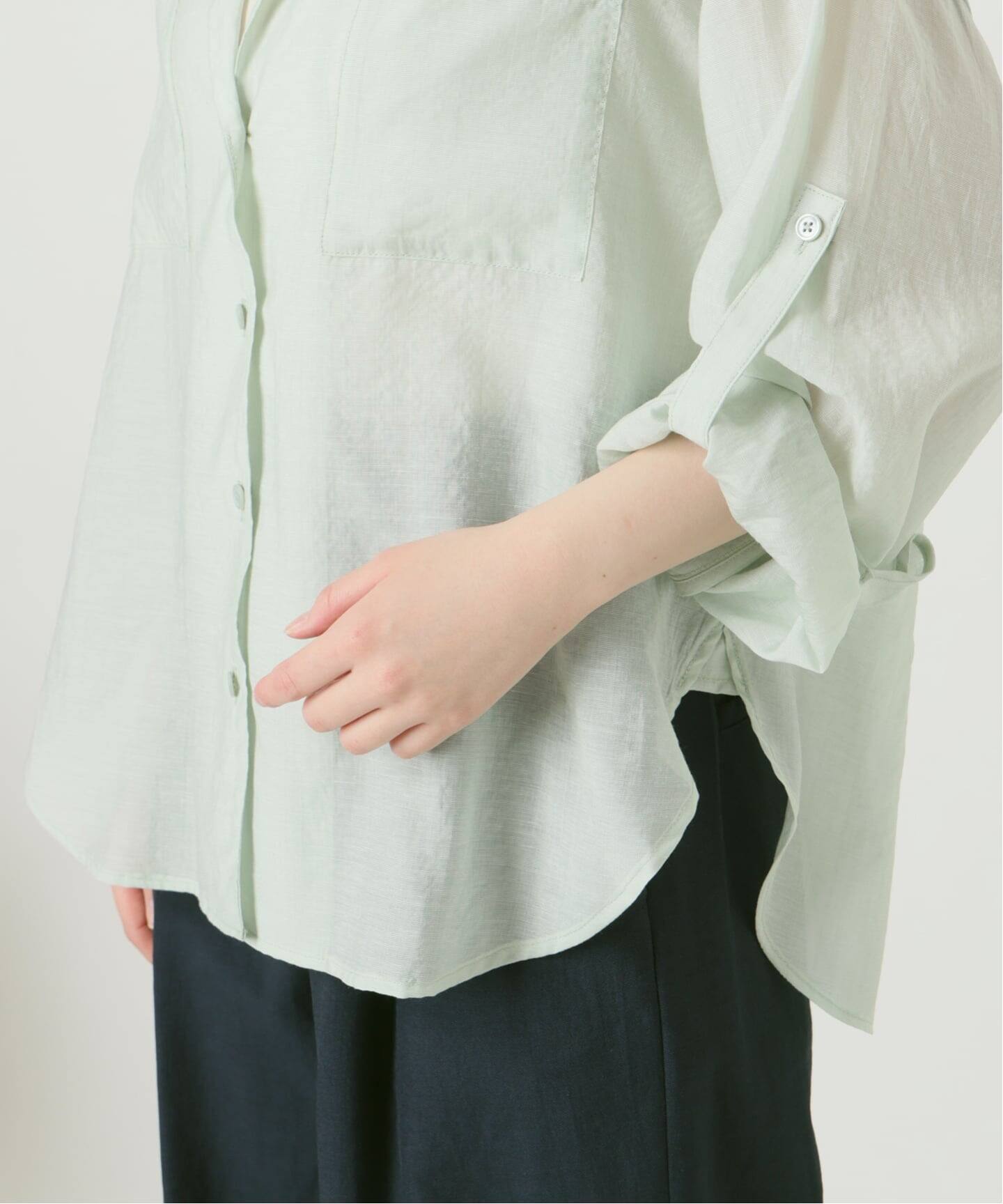 洗える】リネンブレンドシアーシャツ（シャツ／ブラウス）｜La 