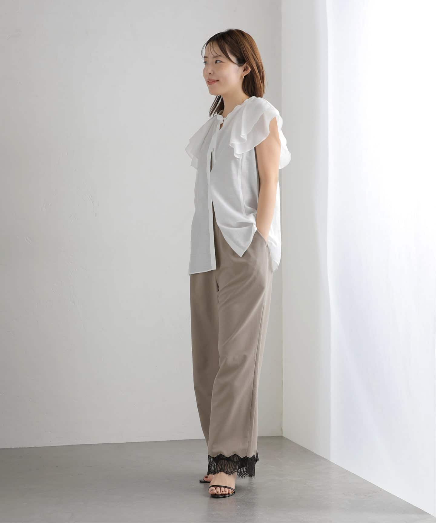 洗えるラッフルスリーブシャツ（シャツ／ブラウス）｜La 新品未使用