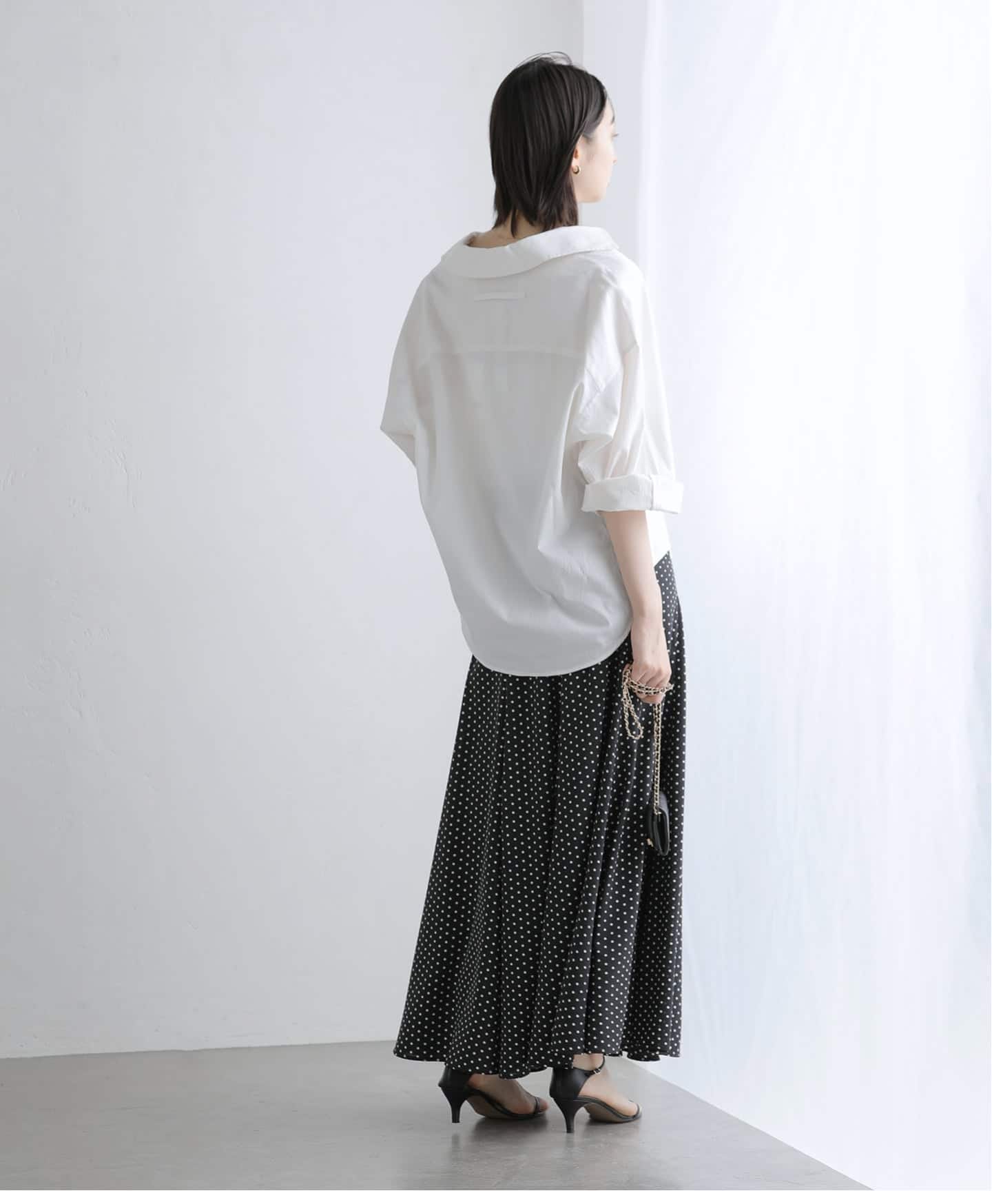 TICCAティッカ/ネイビー長袖シャツ/ポケット付き　スキッパー 洗える】TICCA/ティッカ スキッパーシャツ（シャツ／ブラウス）｜La