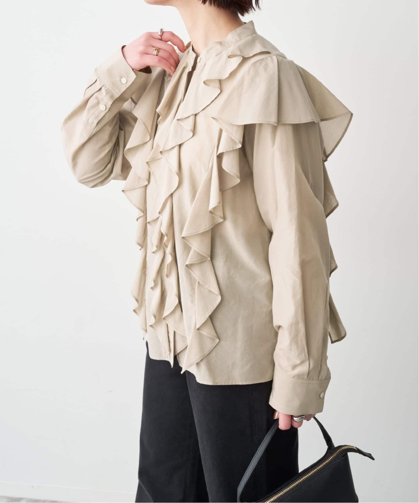 希少】新品タグ付 ラルフローレン シルク混 贅沢フリルブラウス XL