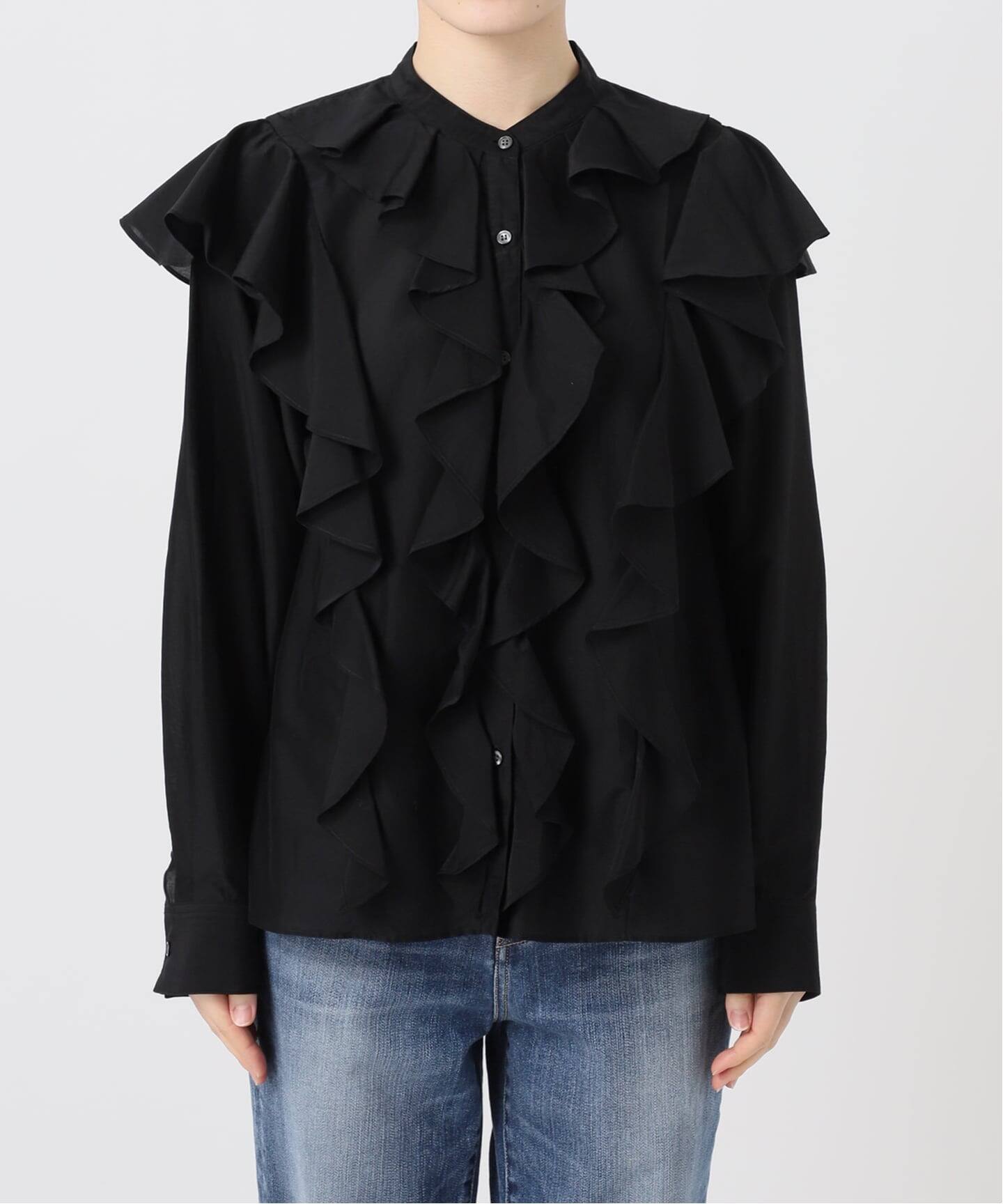 スタンドカラーラッフルフリルブラウス（シャツ／ブラウス）｜Spick