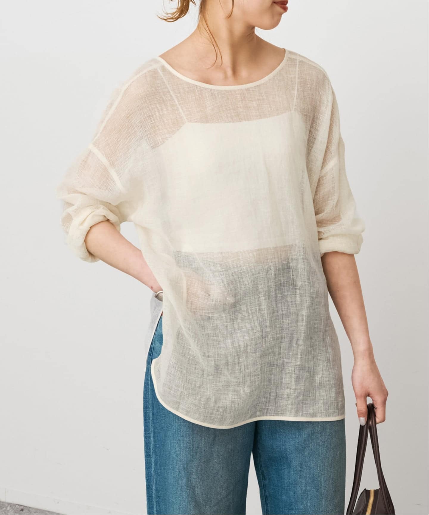 メッシュリネンルーズプルオーバー　ベージュ　kikiraraの Spick & Span｜《新色有り / 追加》メッシュリネンルーズプルオーバー