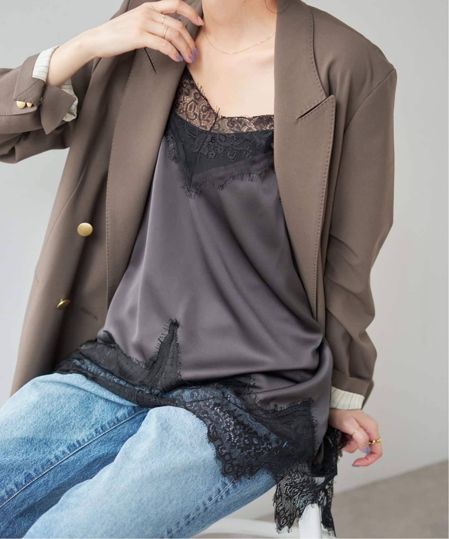 追加予約》レースサテンチュニックキャミソール（キャミソール