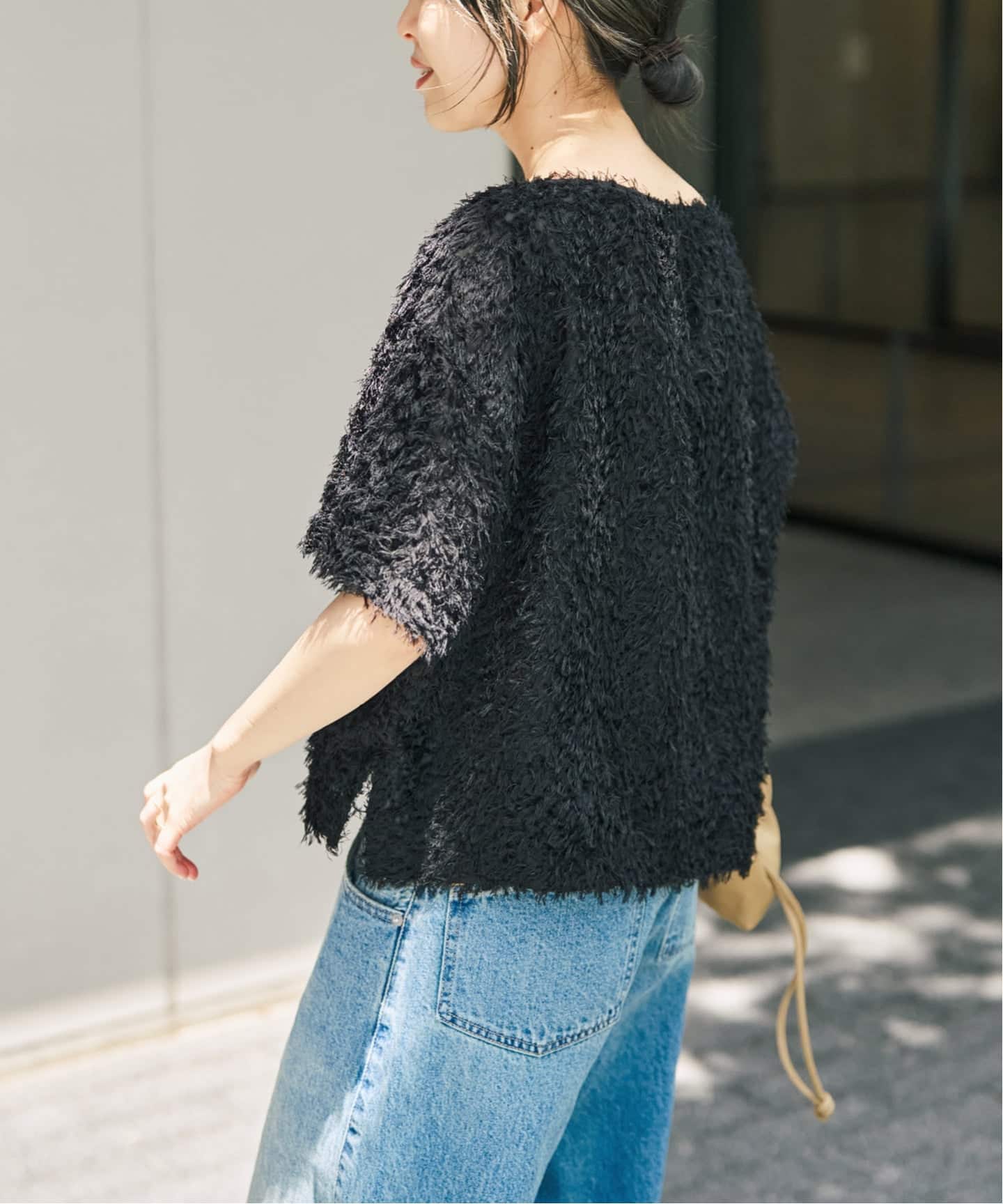 美品✨Spick & Span フェザーライクTブラウス　黒　F 追加2》フェザーライクTブラウス（シャツ／ブラウス）｜Spick & Span