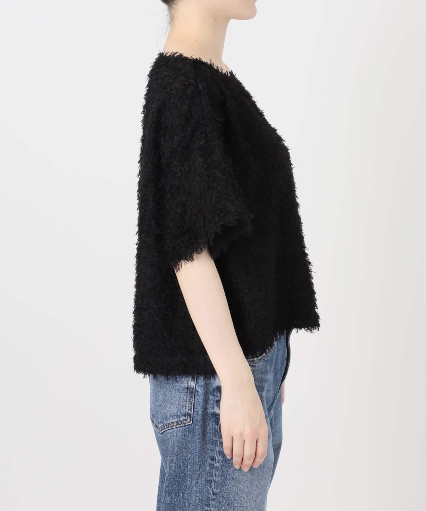 美品✨Spick & Span フェザーライクTブラウス　黒　F 追加2》フェザーライクTブラウス（シャツ／ブラウス）｜Spick & Span