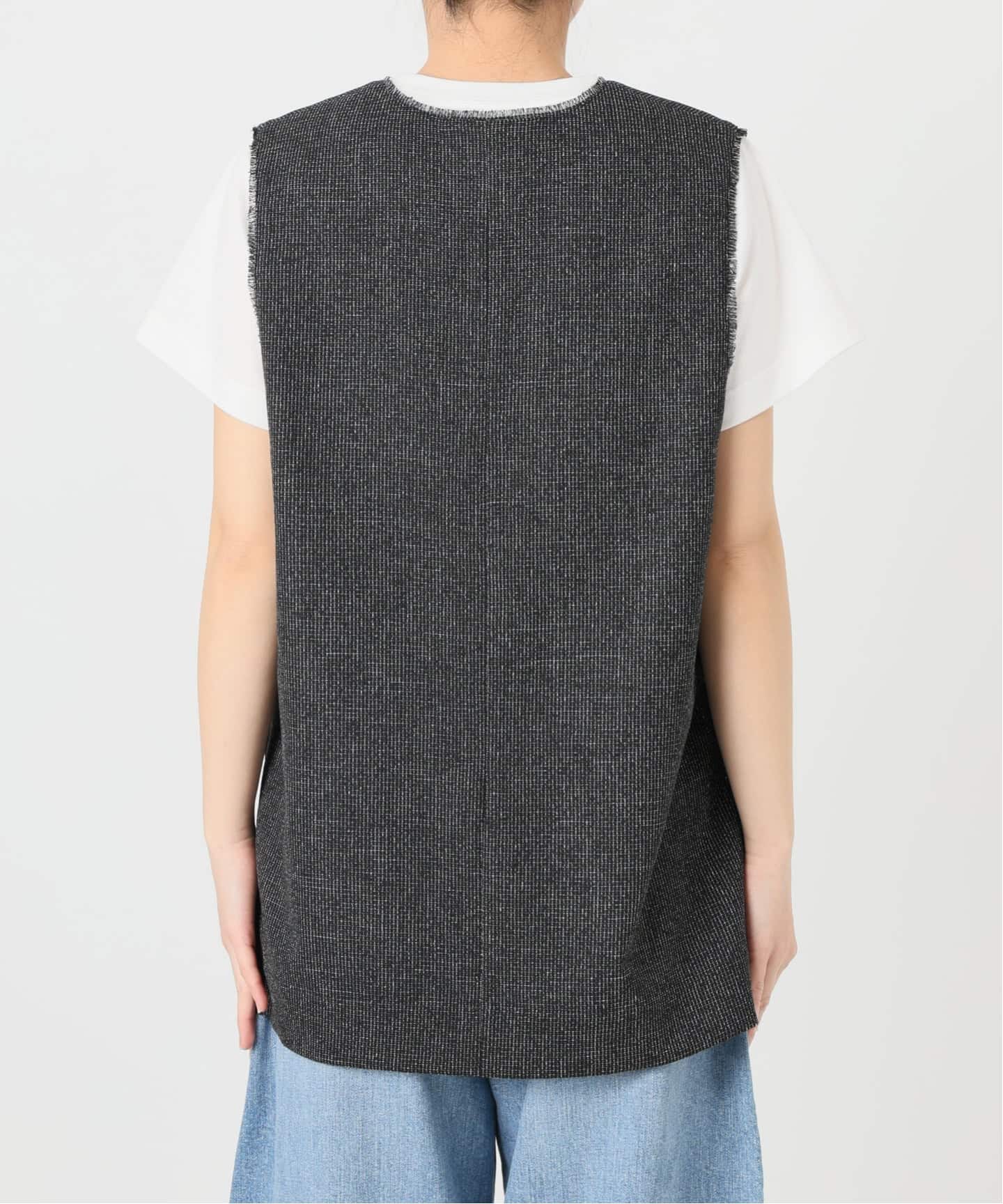【新品】Spick &Span リネンツイードベスト ブラック リネンブレンドツイードベスト（ベスト）｜Spick & Span（スピック