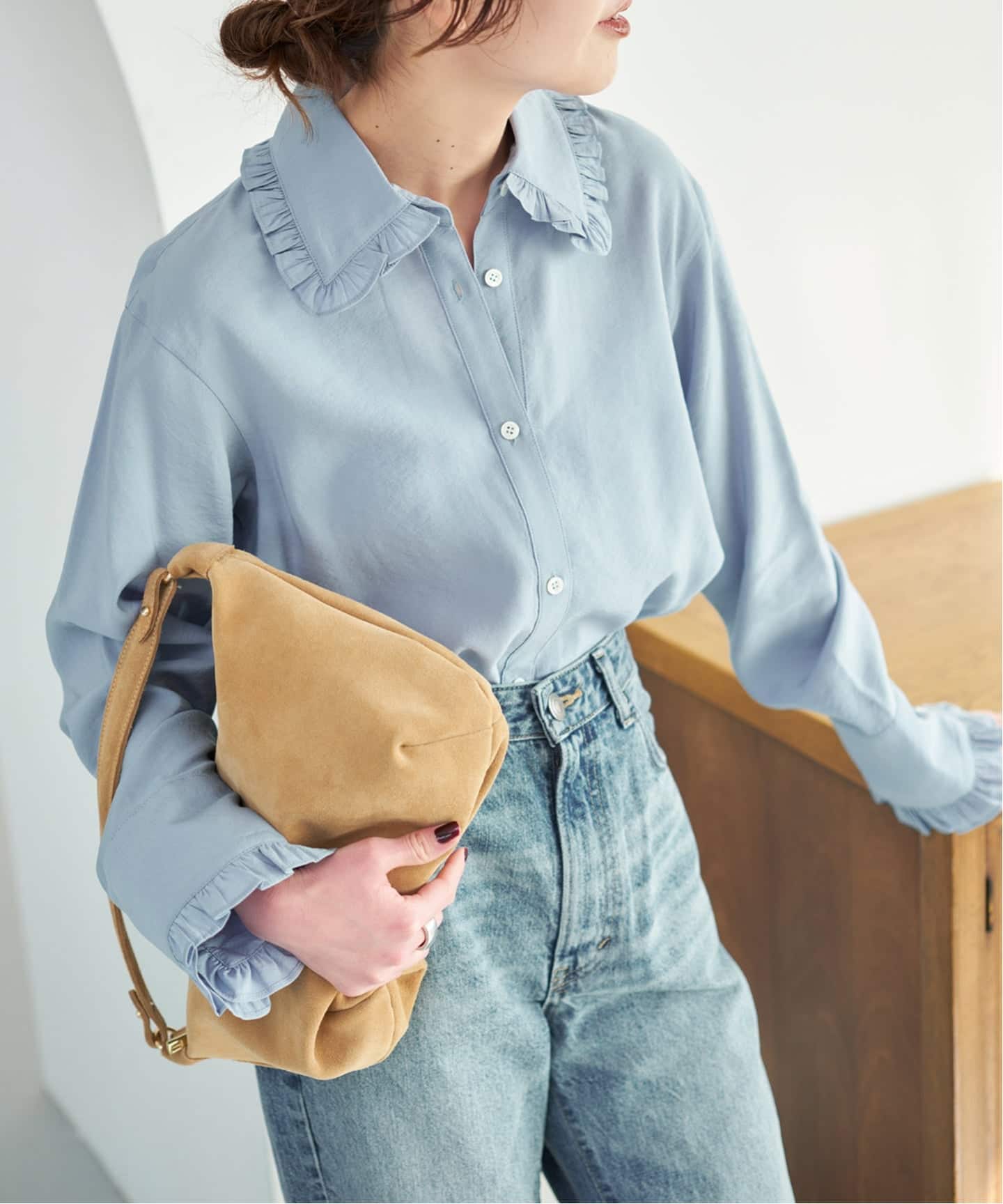 スピックアンドスパン　フリルカラーブラウス 追加予約》フリルカラーブラウス（シャツ／ブラウス）｜Spick and Span