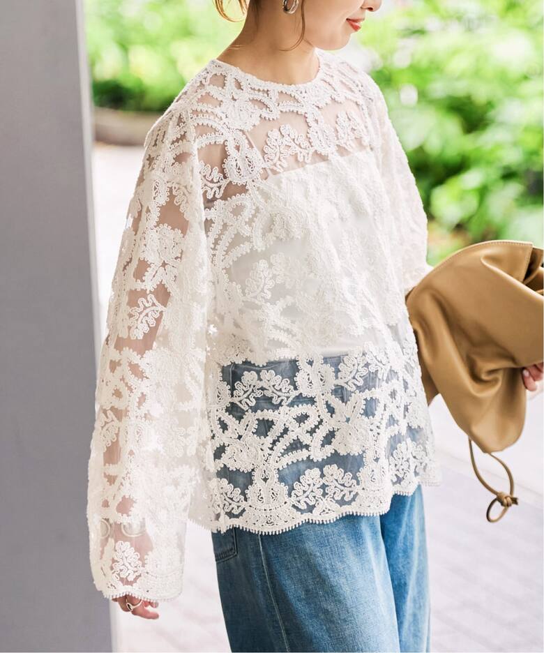 WEB限定 / 追加》コードエンブロイダリーチュールブラウス（シャツ 