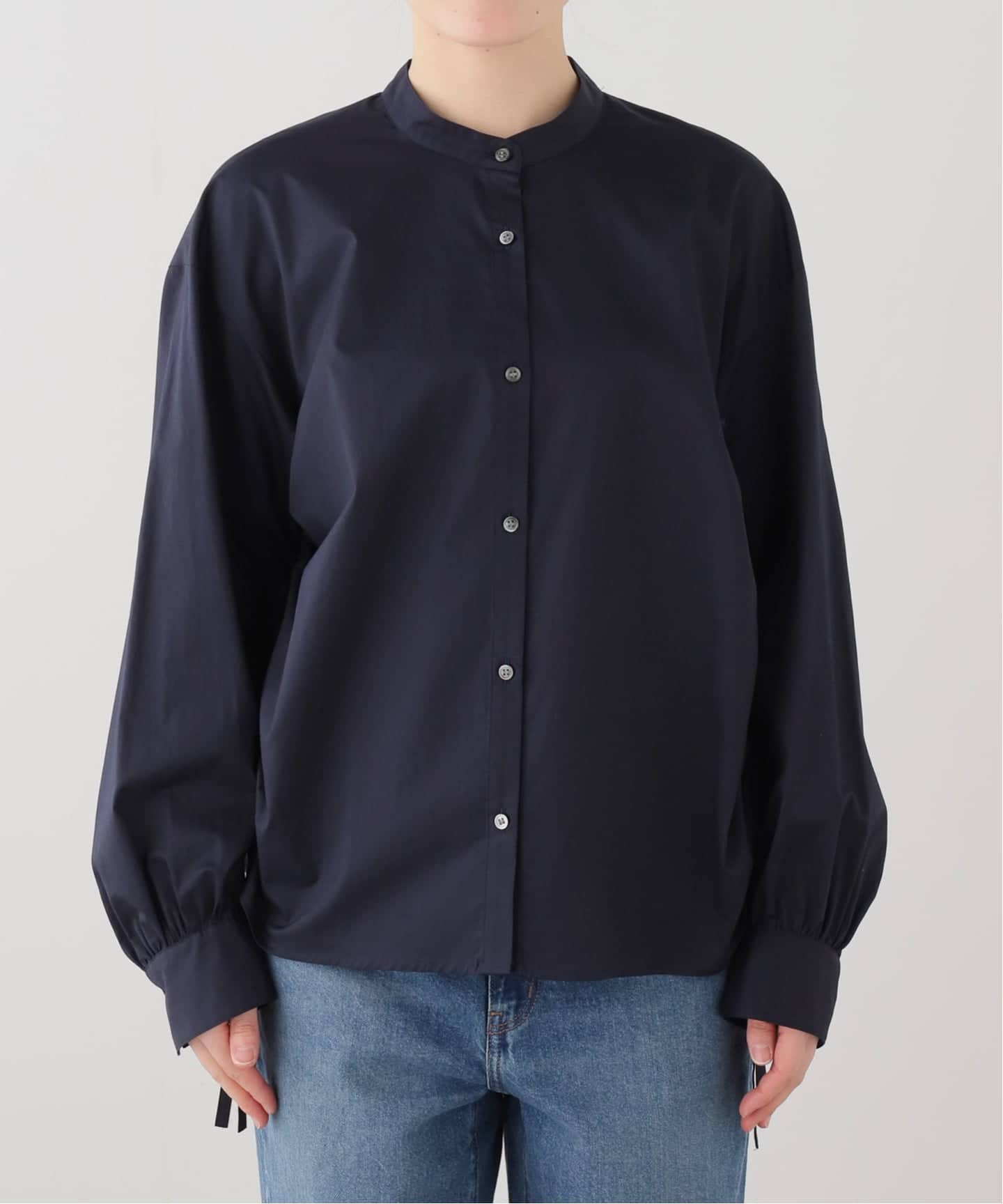 Spick & Span サイドドロストスタンドカラーブラウス ネイビー サイドドロストスタンドカラーブラウス（シャツ／ブラウス）｜Spick