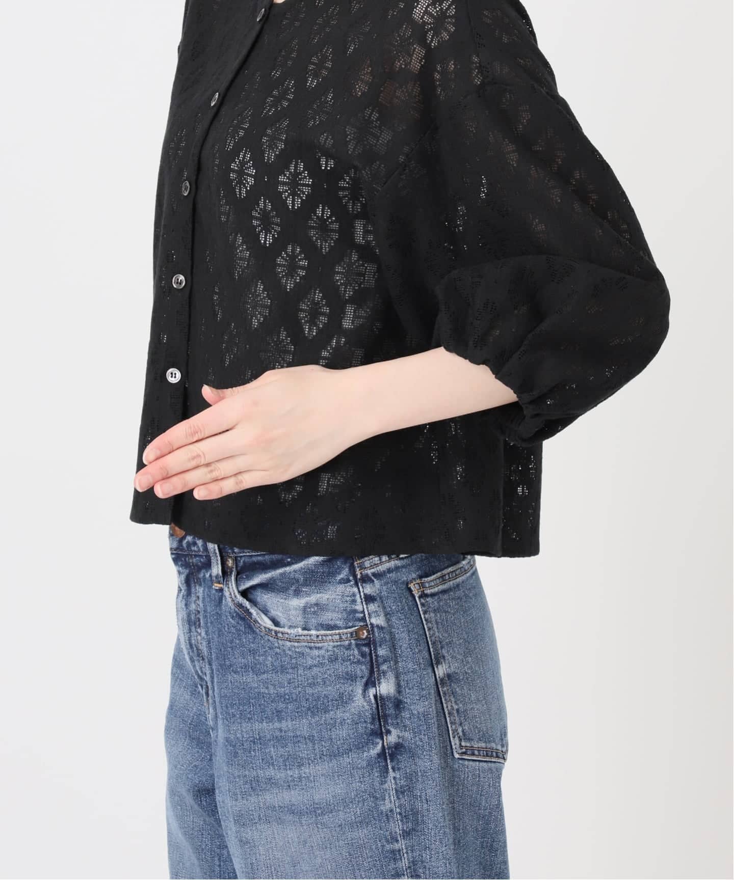【新品】スピック＆スパン HARDY NOIR レースネッククルーブラウス HARDY NOIR（アルディーノアール） ブラウス シャツ オーガンジーX