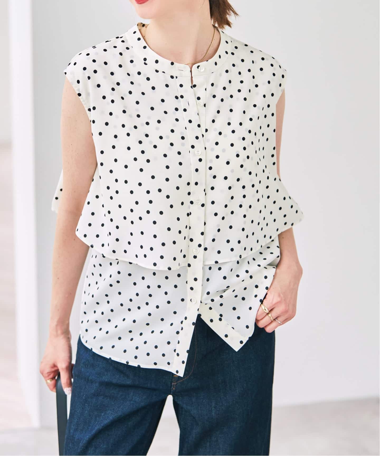 Spick &amp; Span ☆ シシュウ ノースリブラウス フリルレイヤーノースリブラウス（シャツ／ブラウス）｜Spick & Span